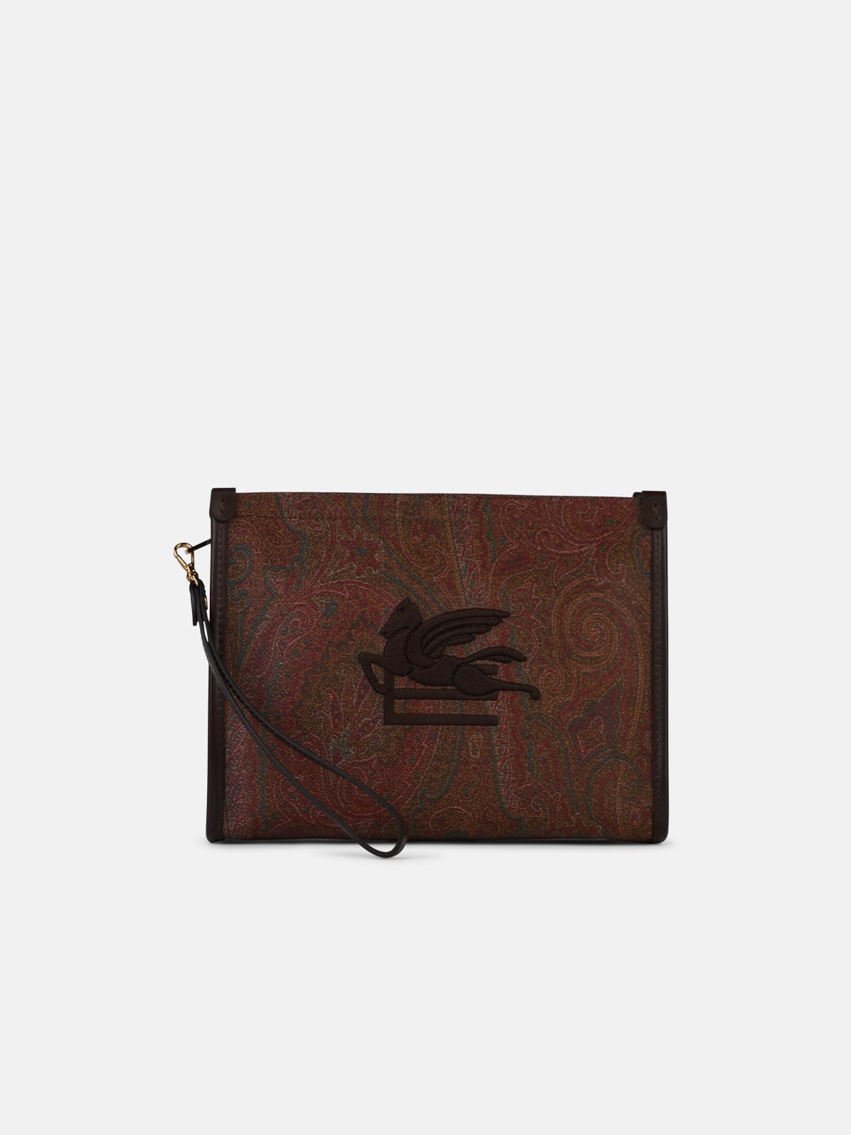 Etro Brown Leather Clutch Bag