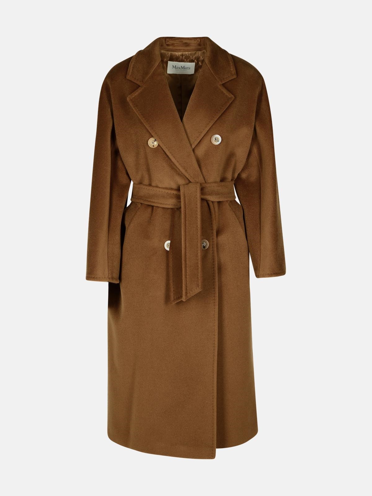 Shop Max Mara 'madame' Brown Wool Blend Coat