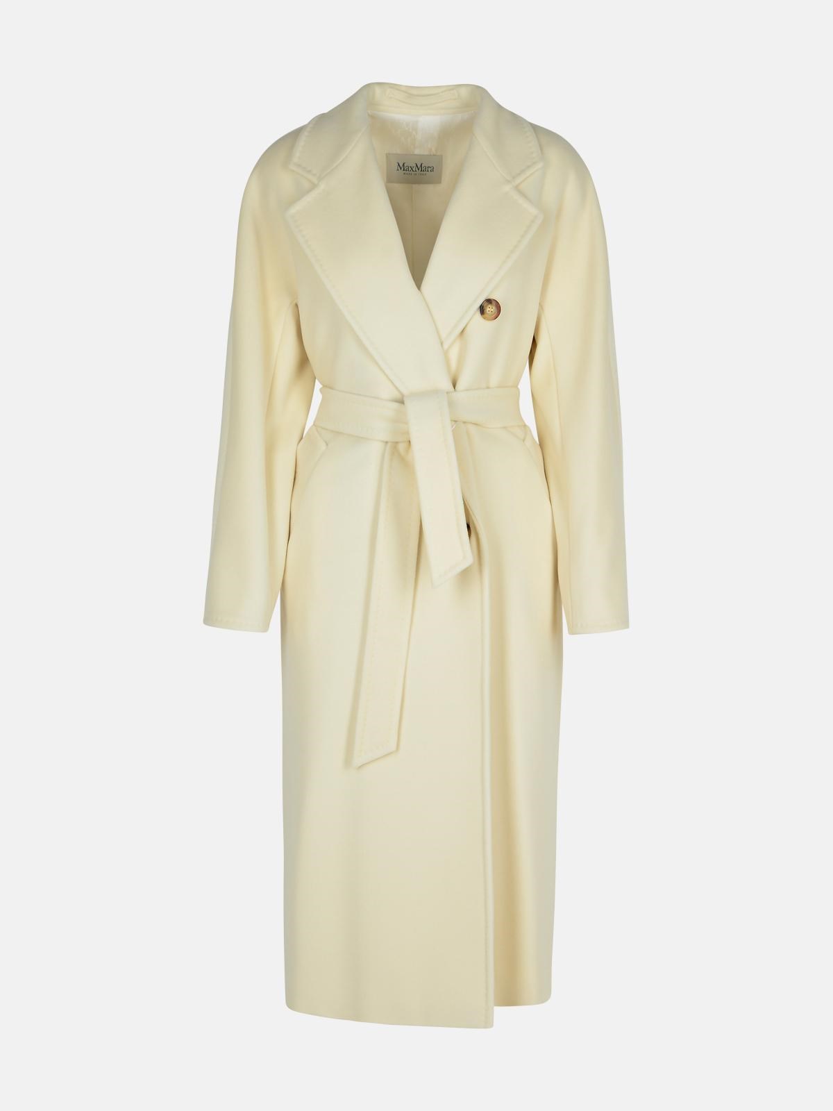 Shop Max Mara 'madame' White Wool Blend Coat