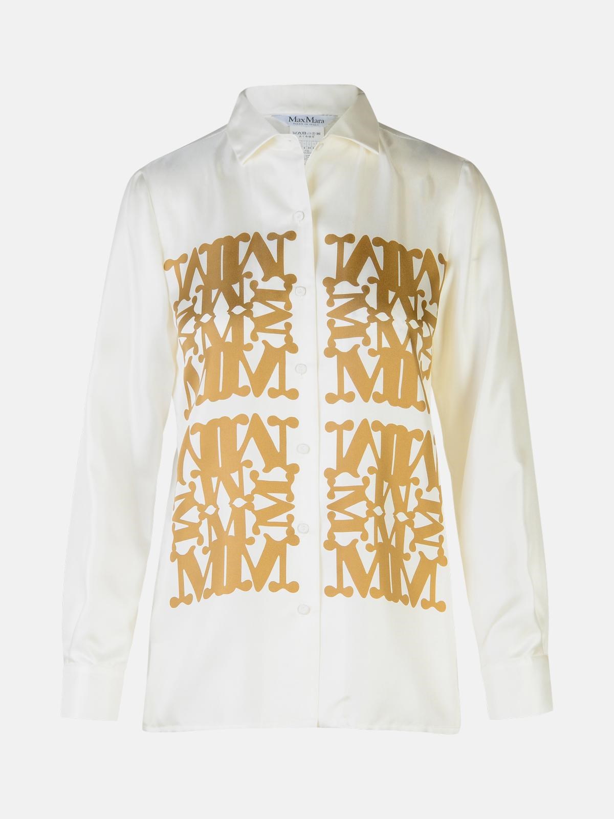 Max Mara 'legno' Cream Silk Shirt In White