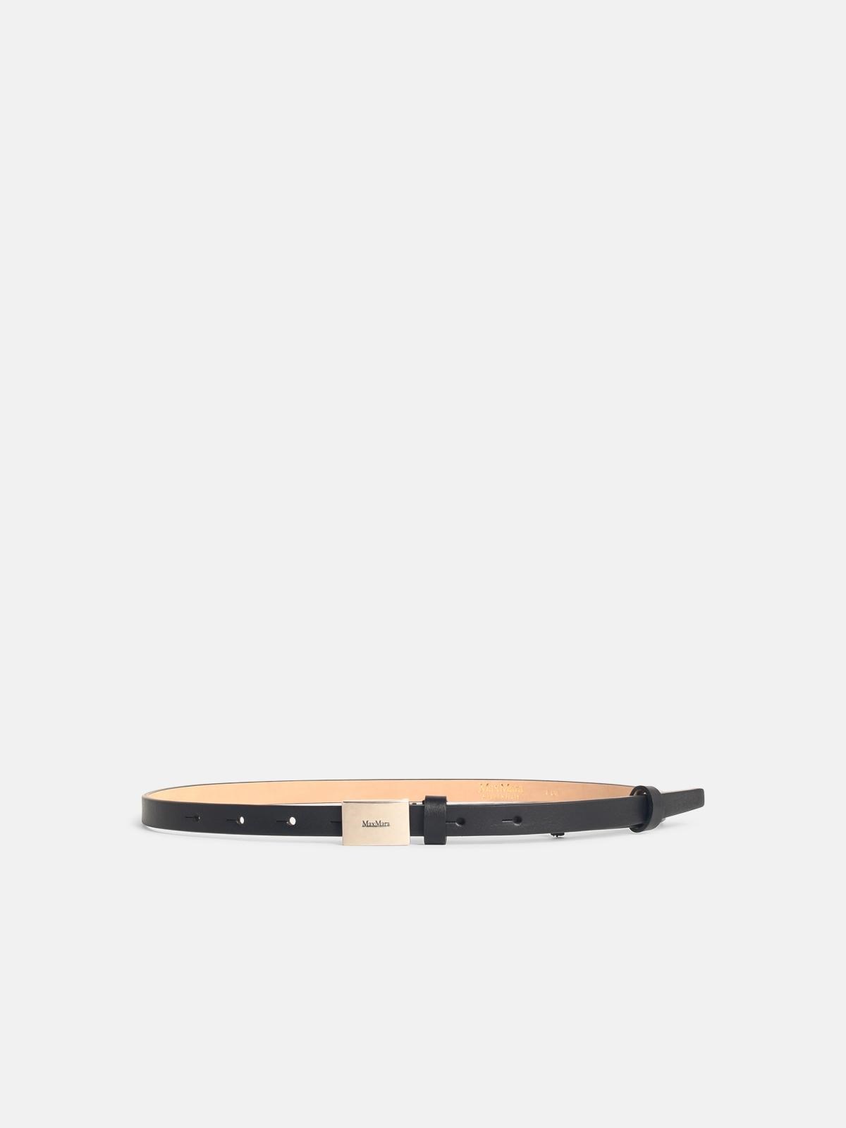 Max Mara 'plate15' Black Leather Belt