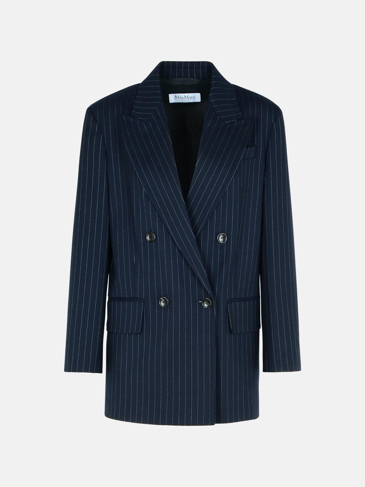 Shop Max Mara 'albany' Blue Virgin Wool Blazer