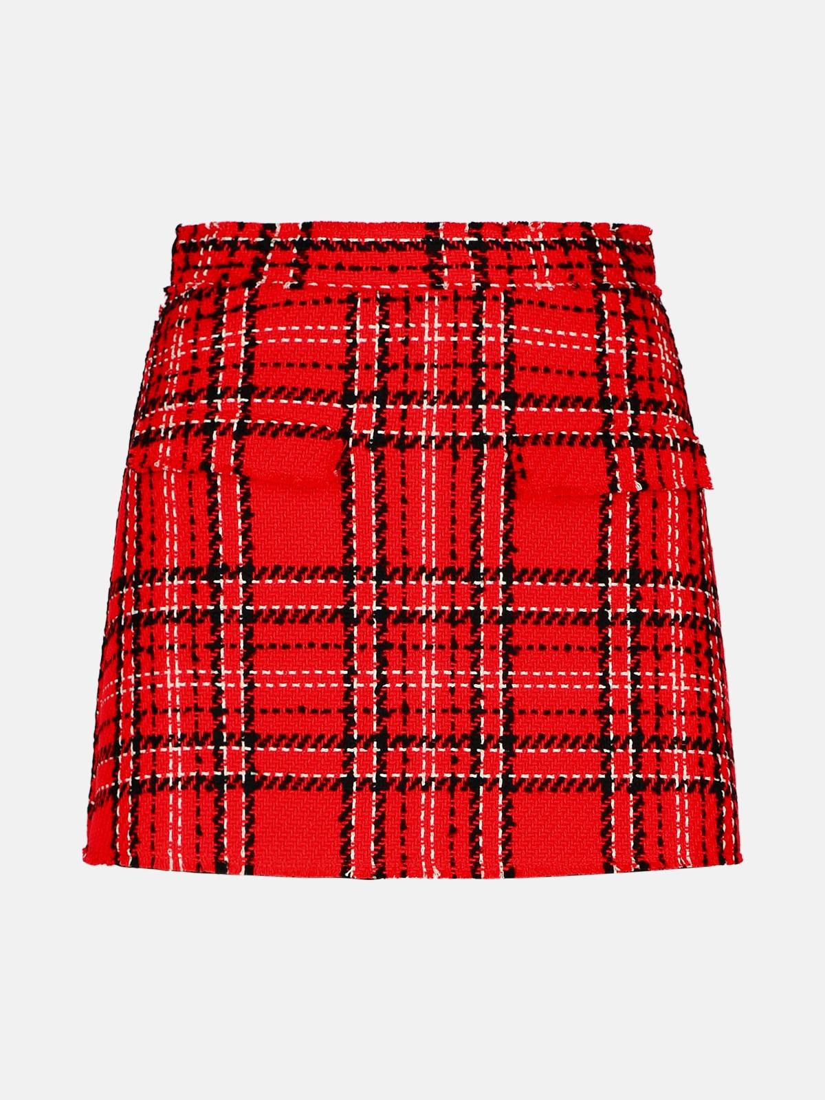 Msgm 'check' Red Cotton Blend Shorts
