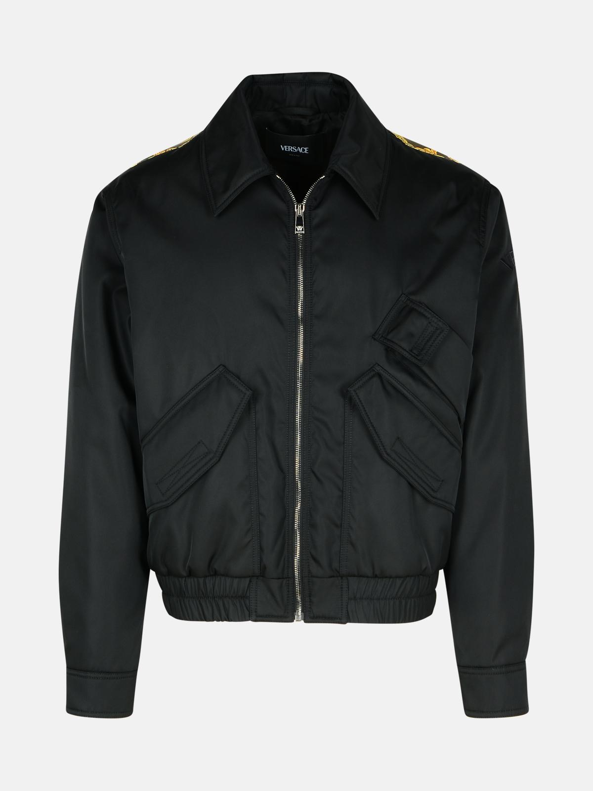 Versace Bomber Jacket In Black Polyamide In Black