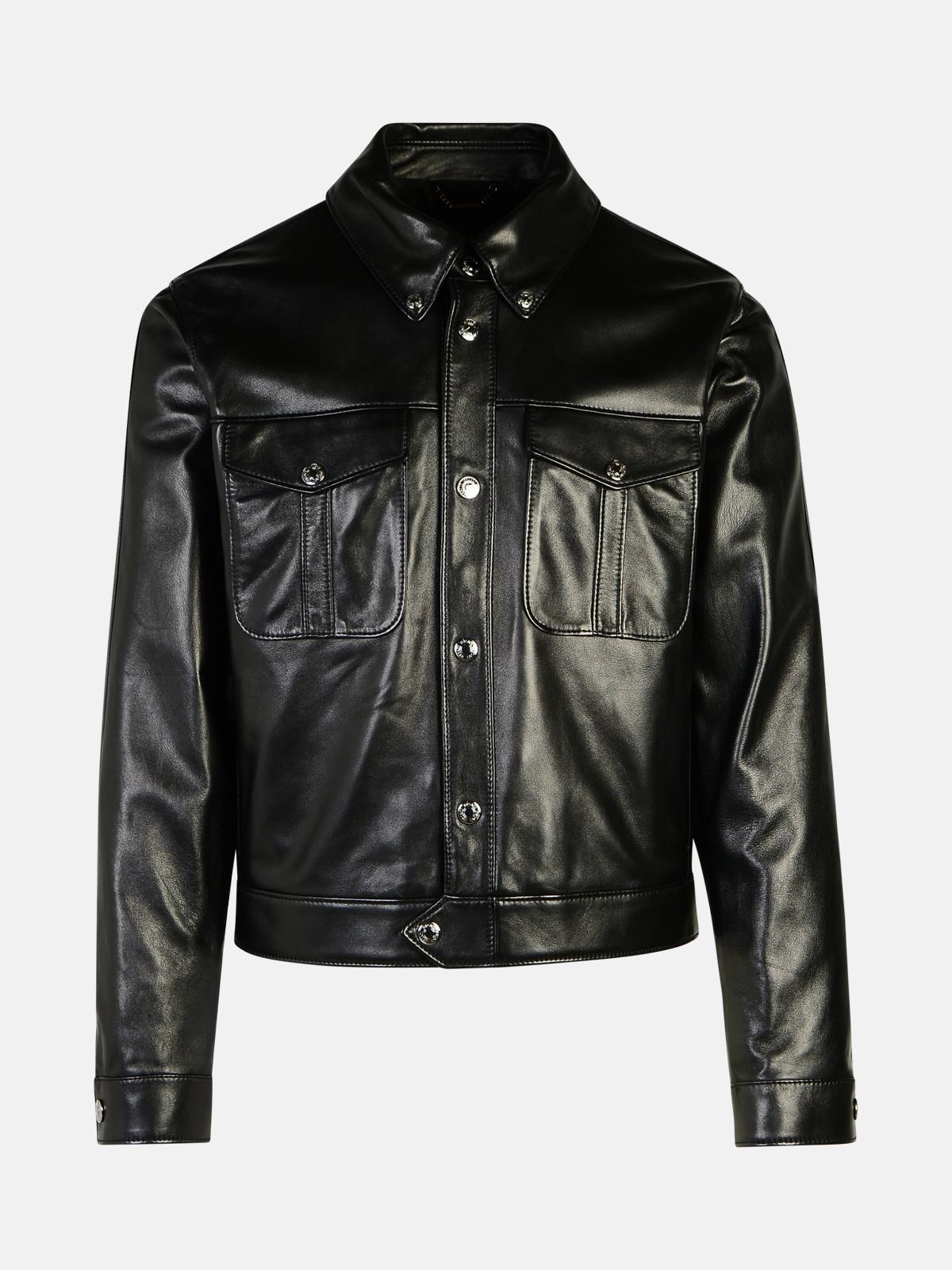 Shop Versace Black Leather Jacket