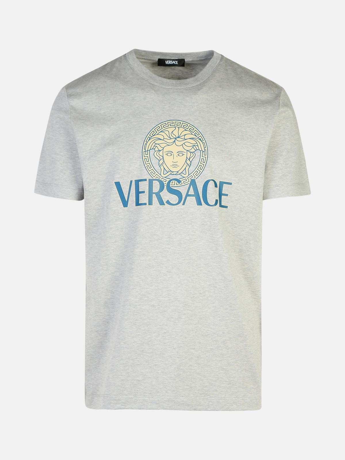 Shop Versace Gray Cotton T-shirt In Grey