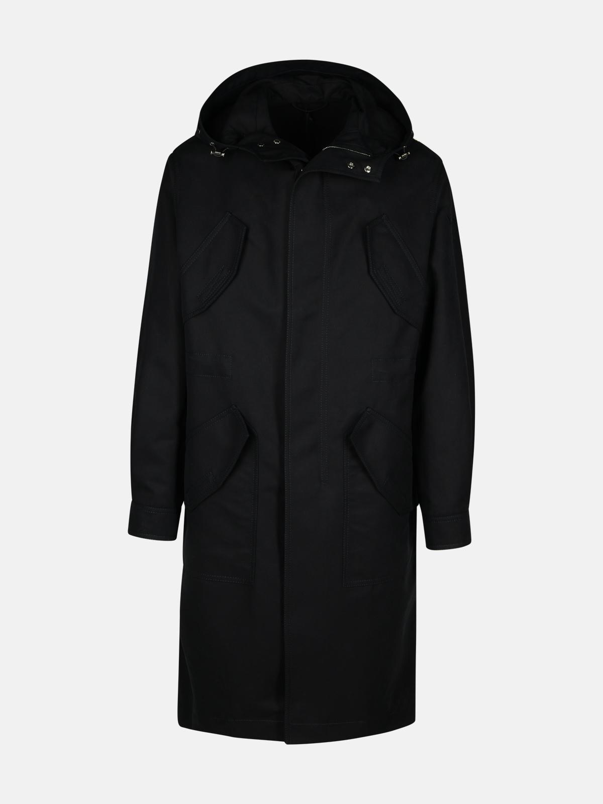 Shop Versace Black Cotton Trench Coat