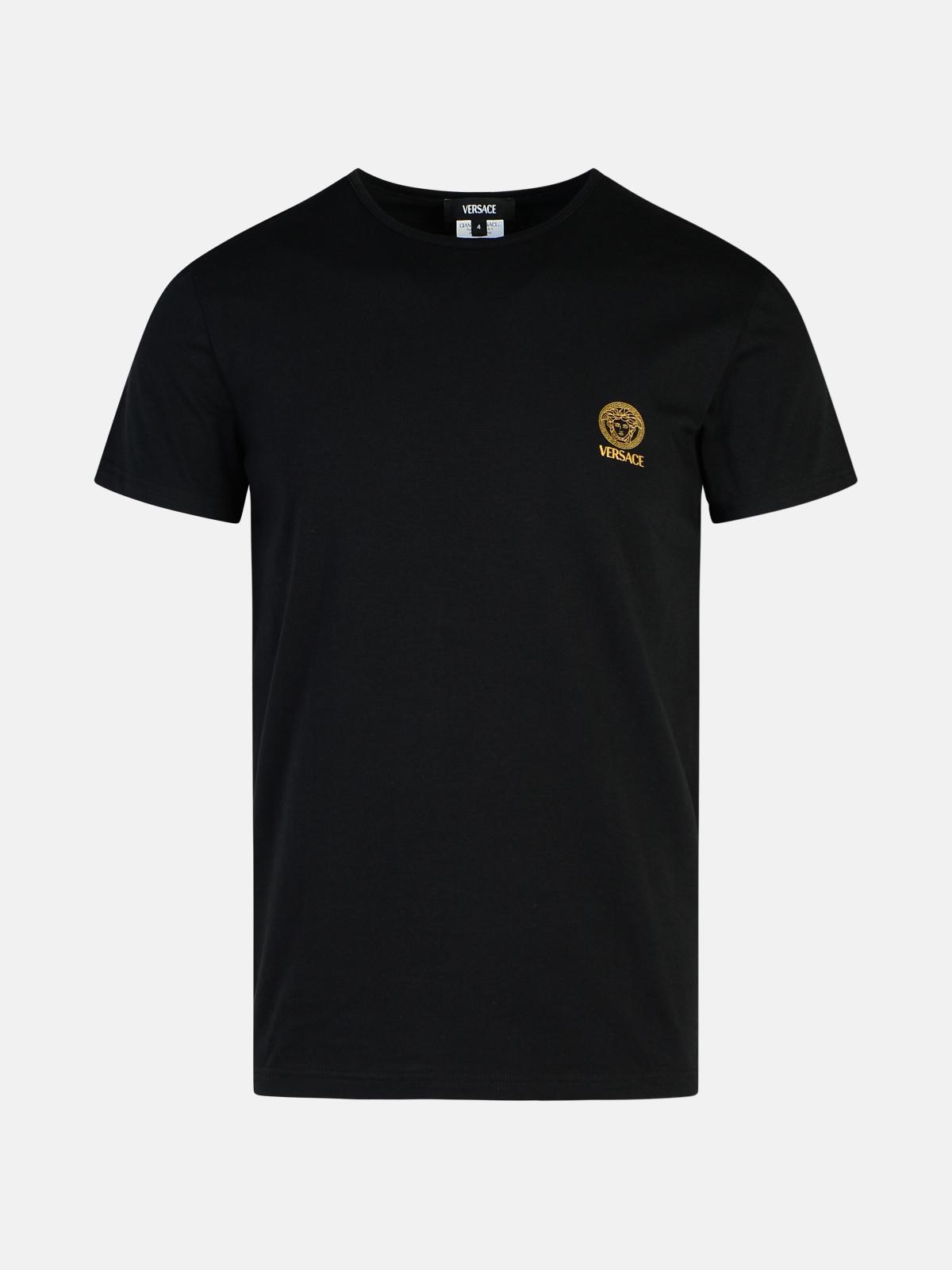 Shop Versace 2 Black Cotton T-shirts Set