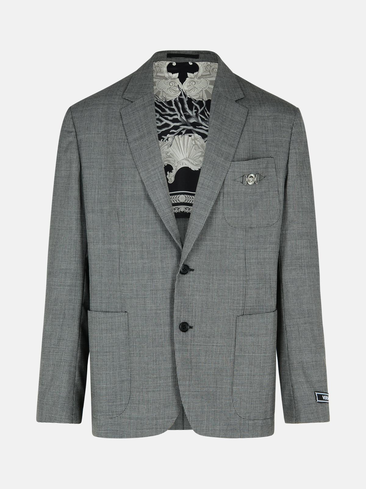 Versace Grey Virgin Wool Blazer In Grey