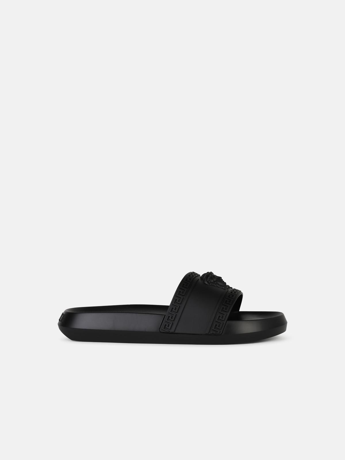 Shop Versace Black Rubber Slippers