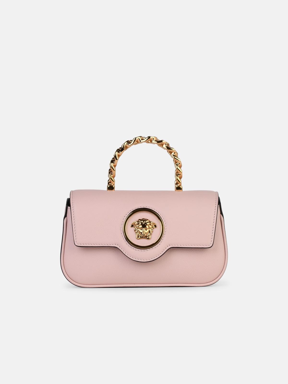 Shop Versace 'la Medusa' Pink Leather Mini Bag