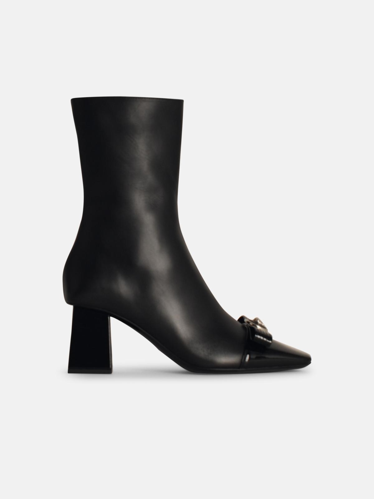 Shop Versace Black Leather Ankle Boots