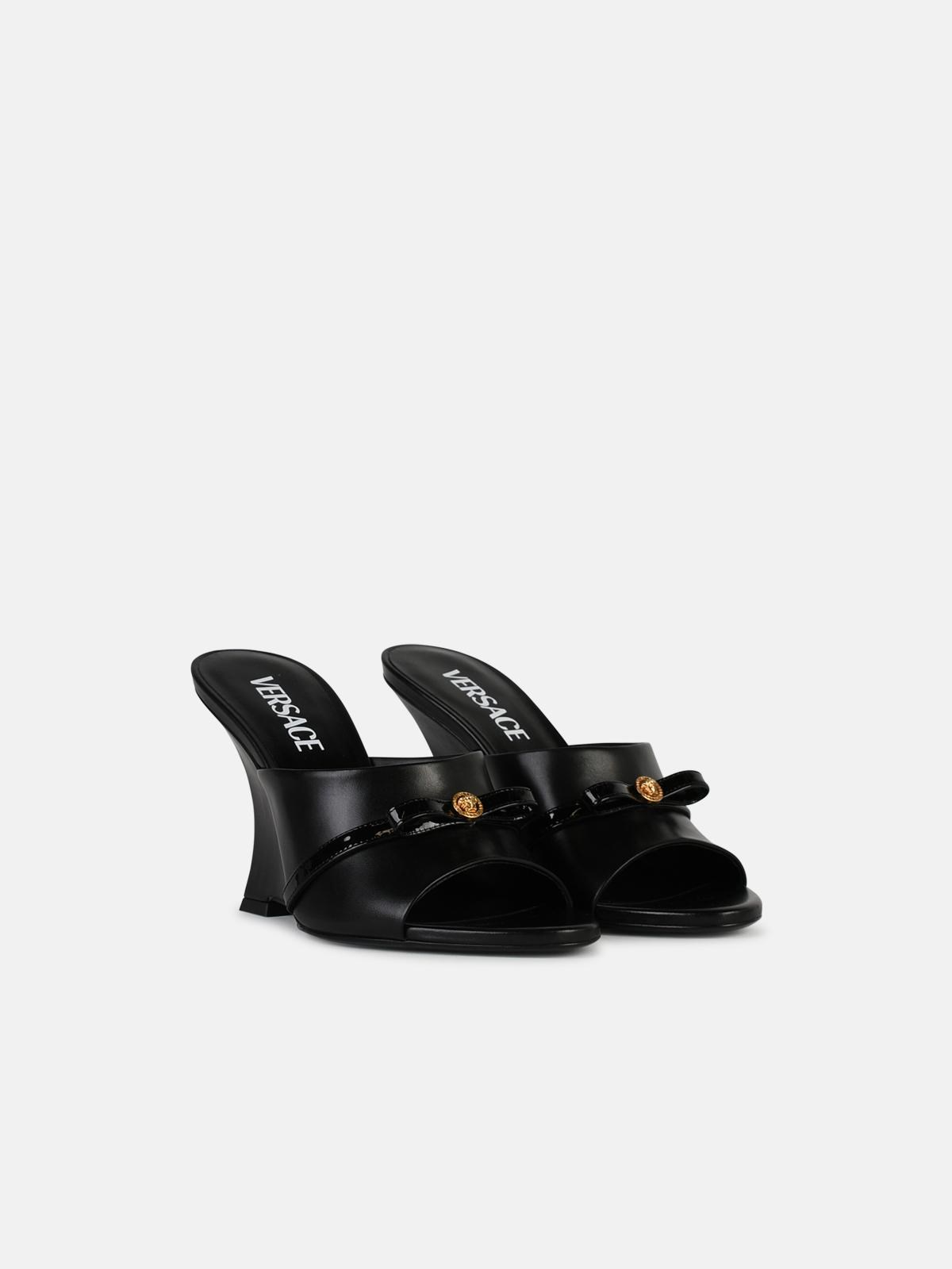 Versace 'gianni Ribbon' Black Leather Sandals