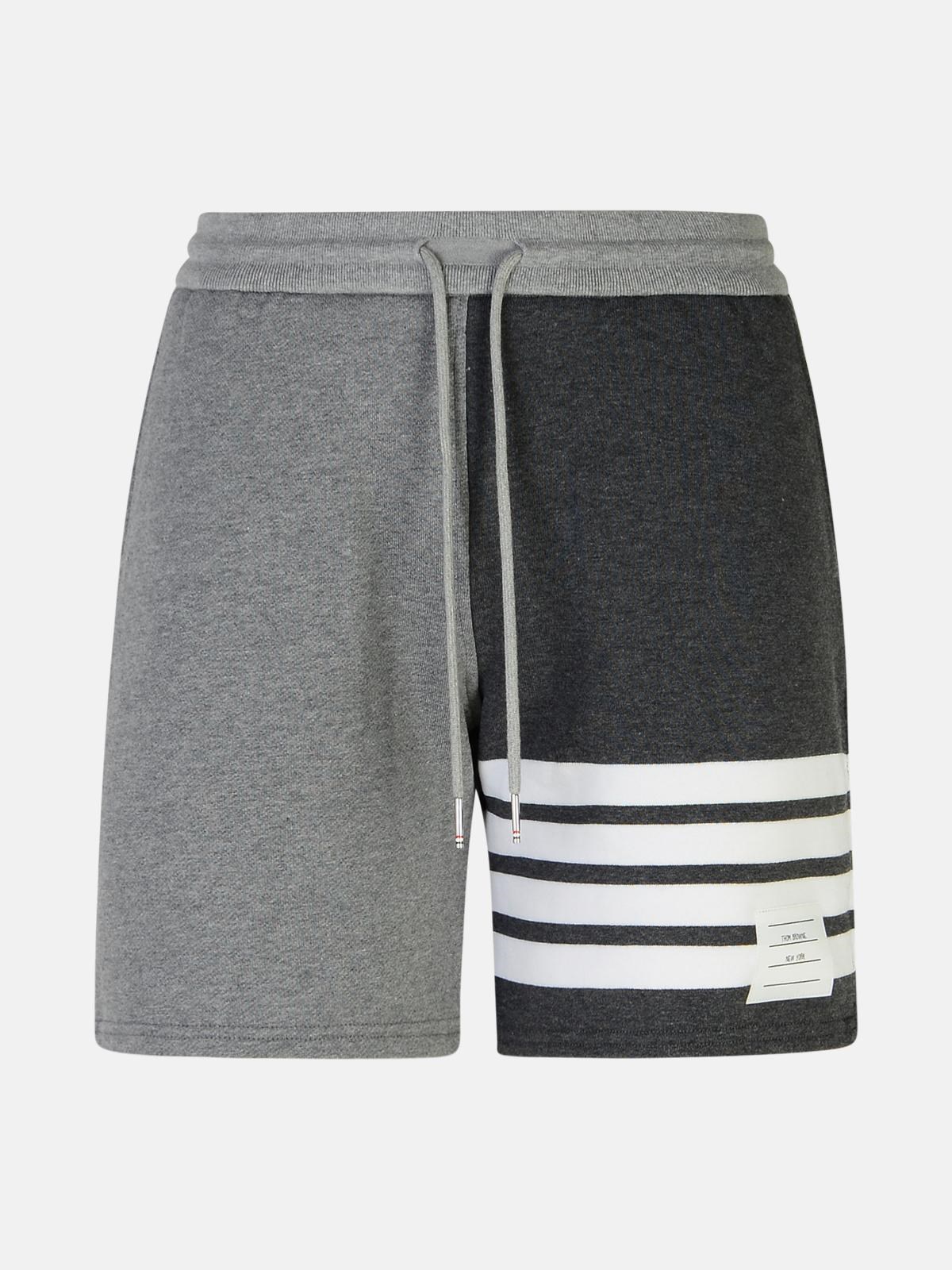 Shop Thom Browne '4-bar' Grey Cotton Shorts