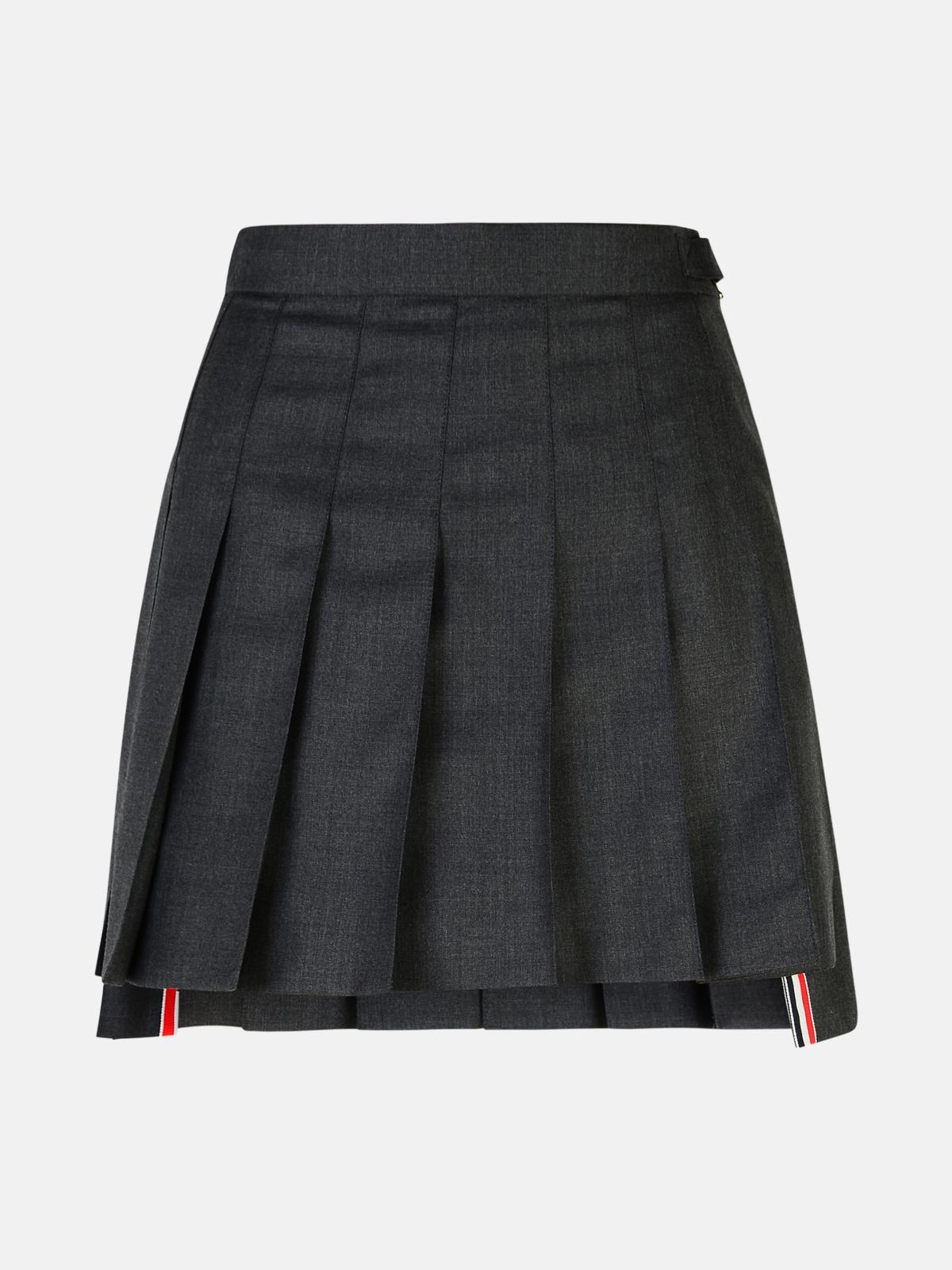 Shop Thom Browne '120's' Dark Grey Wool Miniskirt