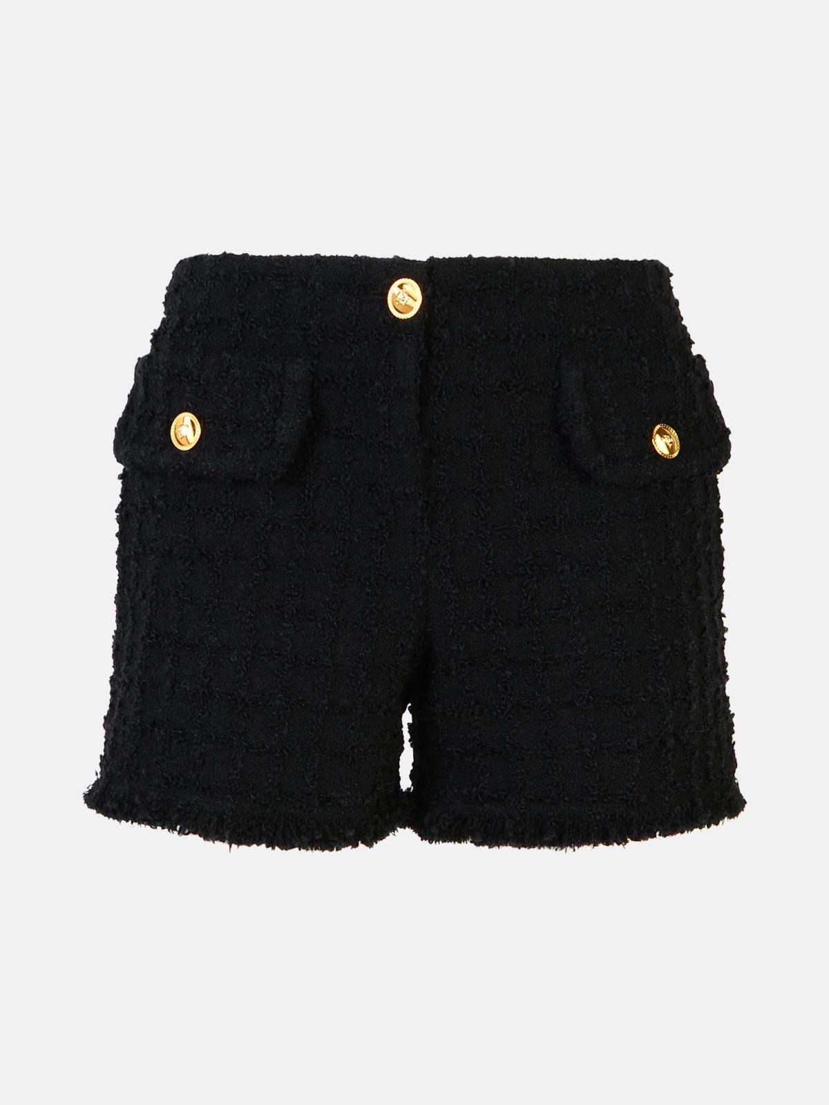 Shop Versace Black Virgin Wool Blend Shorts