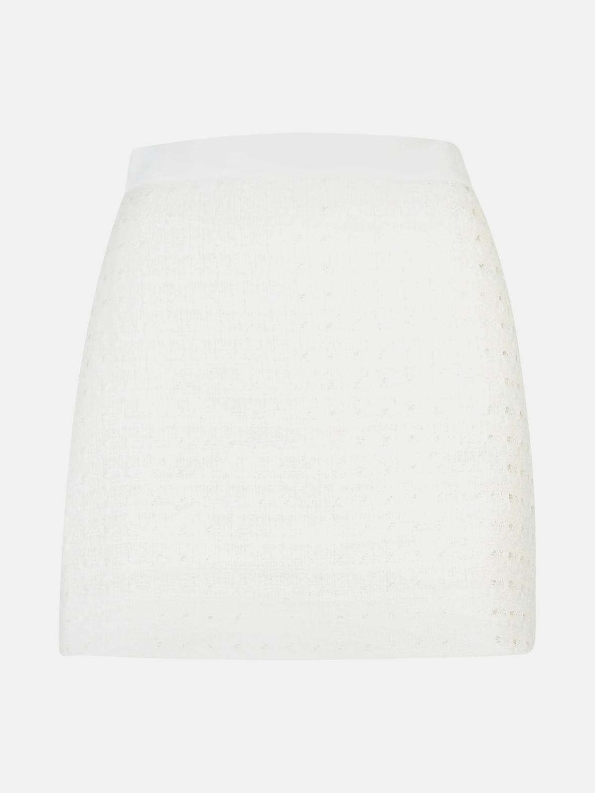 CASABLANCA White Cotton Blend Miniskirt　カサブランカ ホワイト コットンブレンド ミニスカート CASABLANCA