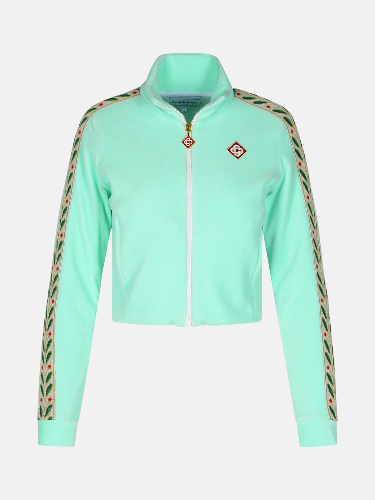 Casablanca 'track Laurel' Light Green Cotton Blend Sweatshirt In Green