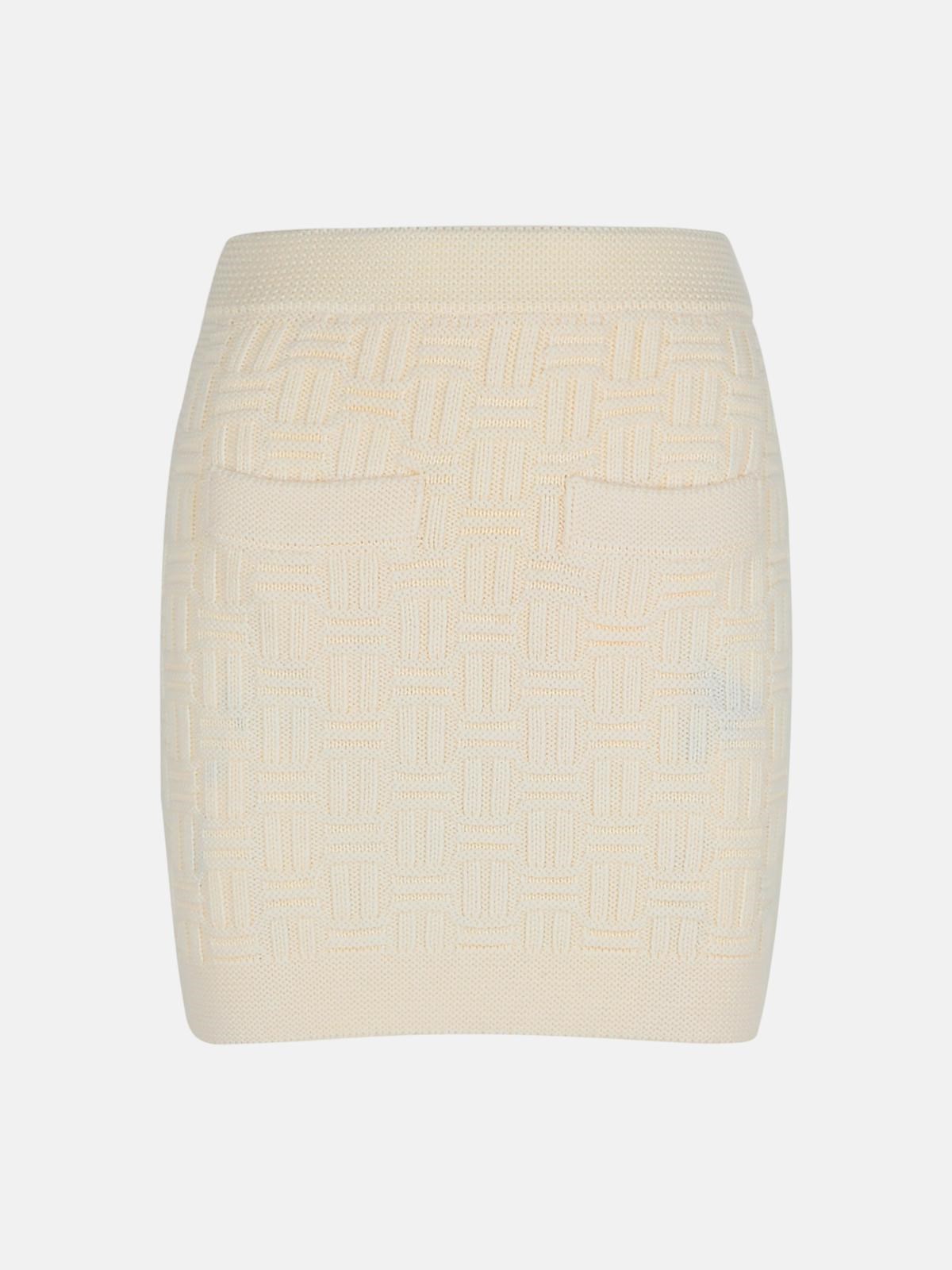 Casablanca Wool Blend Miniskirt In White