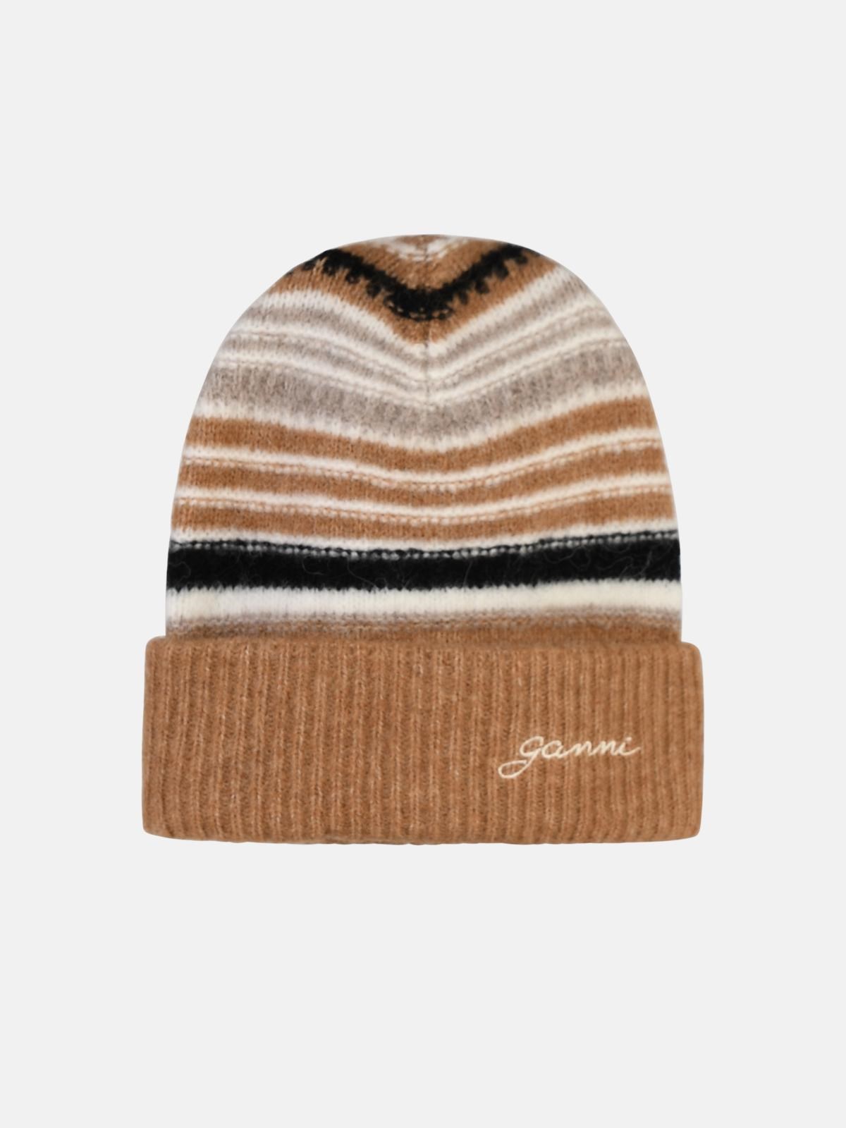 Ganni Brown Wool Beanie