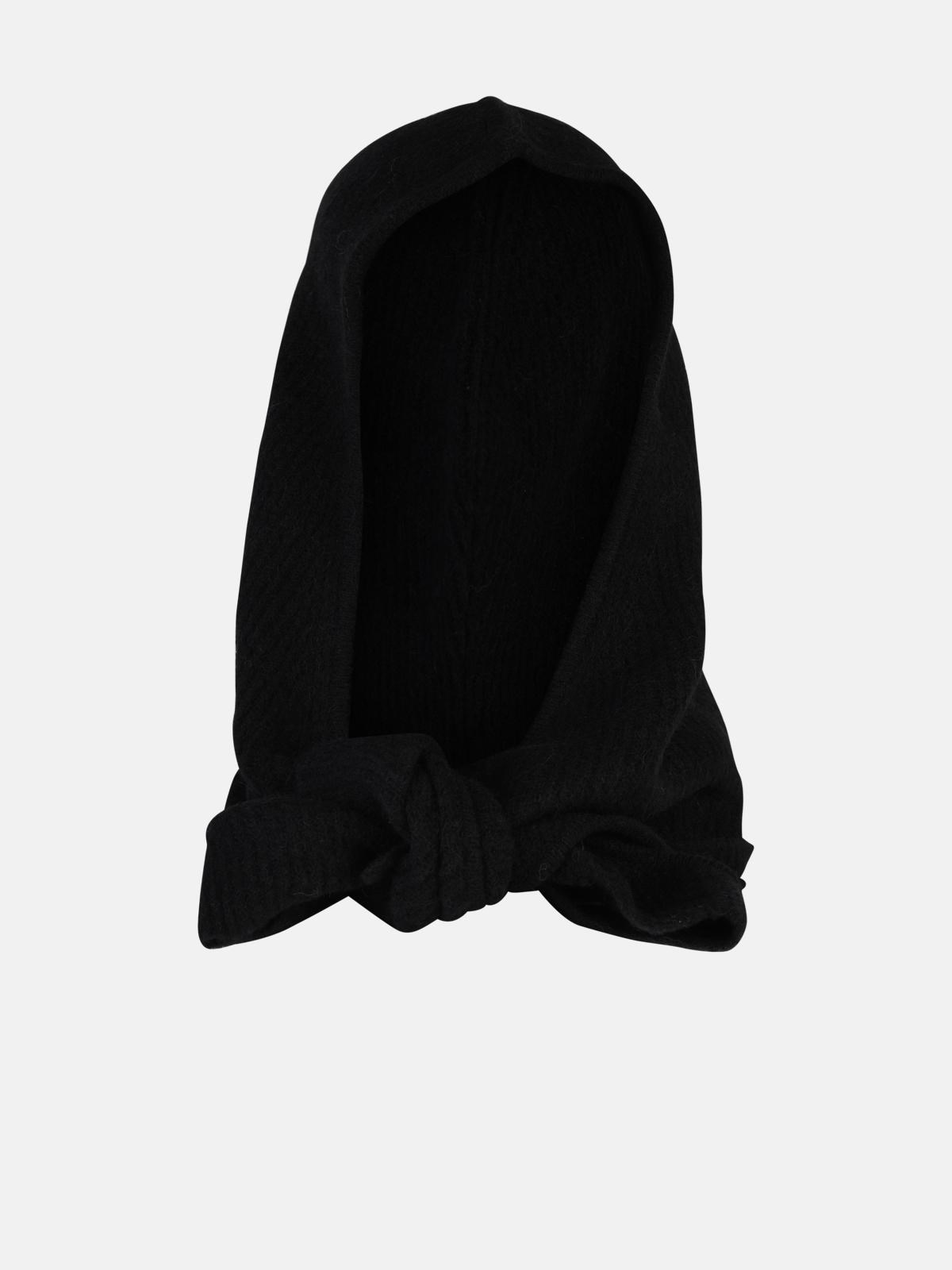 Shop Ganni Balaclava In Beige Wool Blend In Black