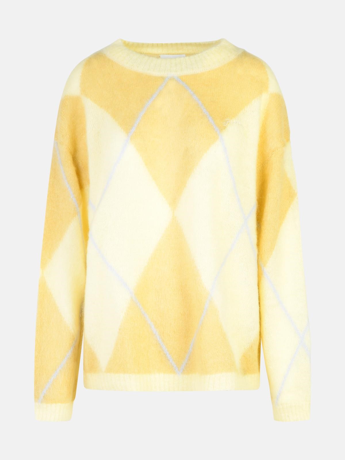Ganni Brown Mohair Blend Sweater In Yellow