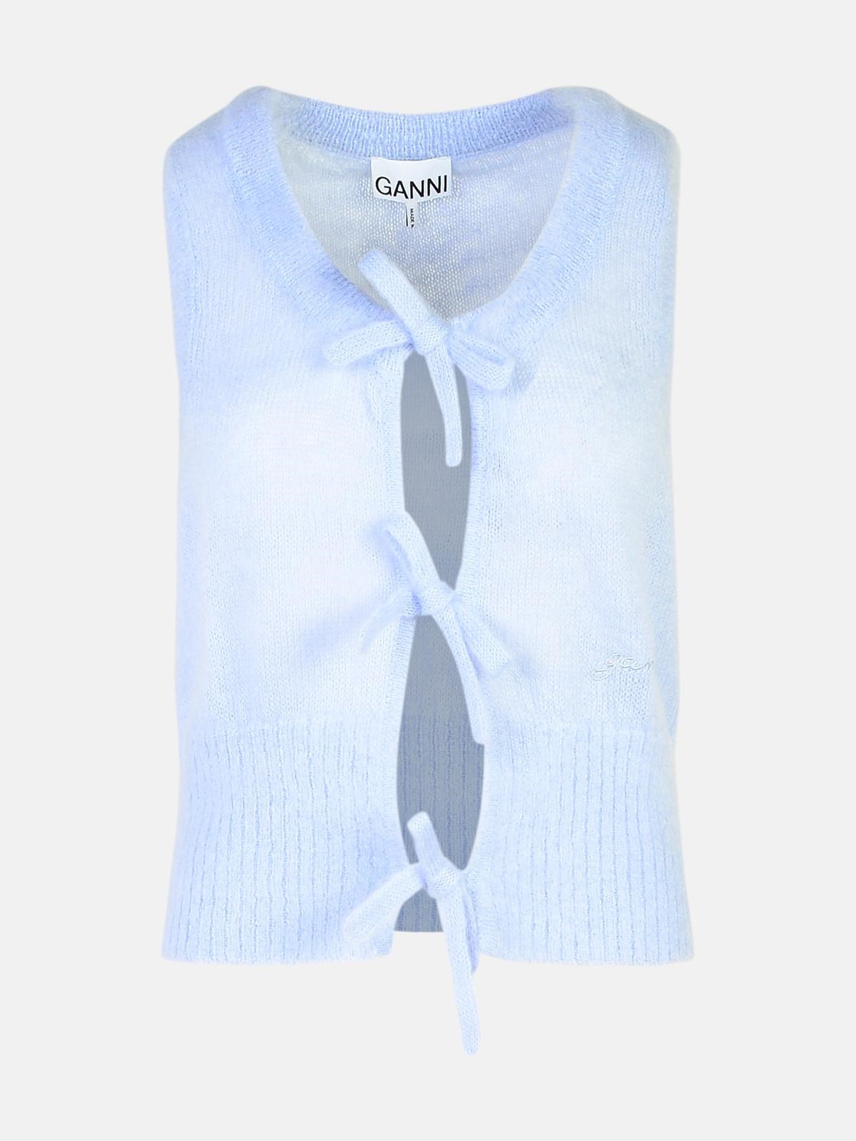 Shop Ganni Light Blue Mohair Blend Vest In Liliac