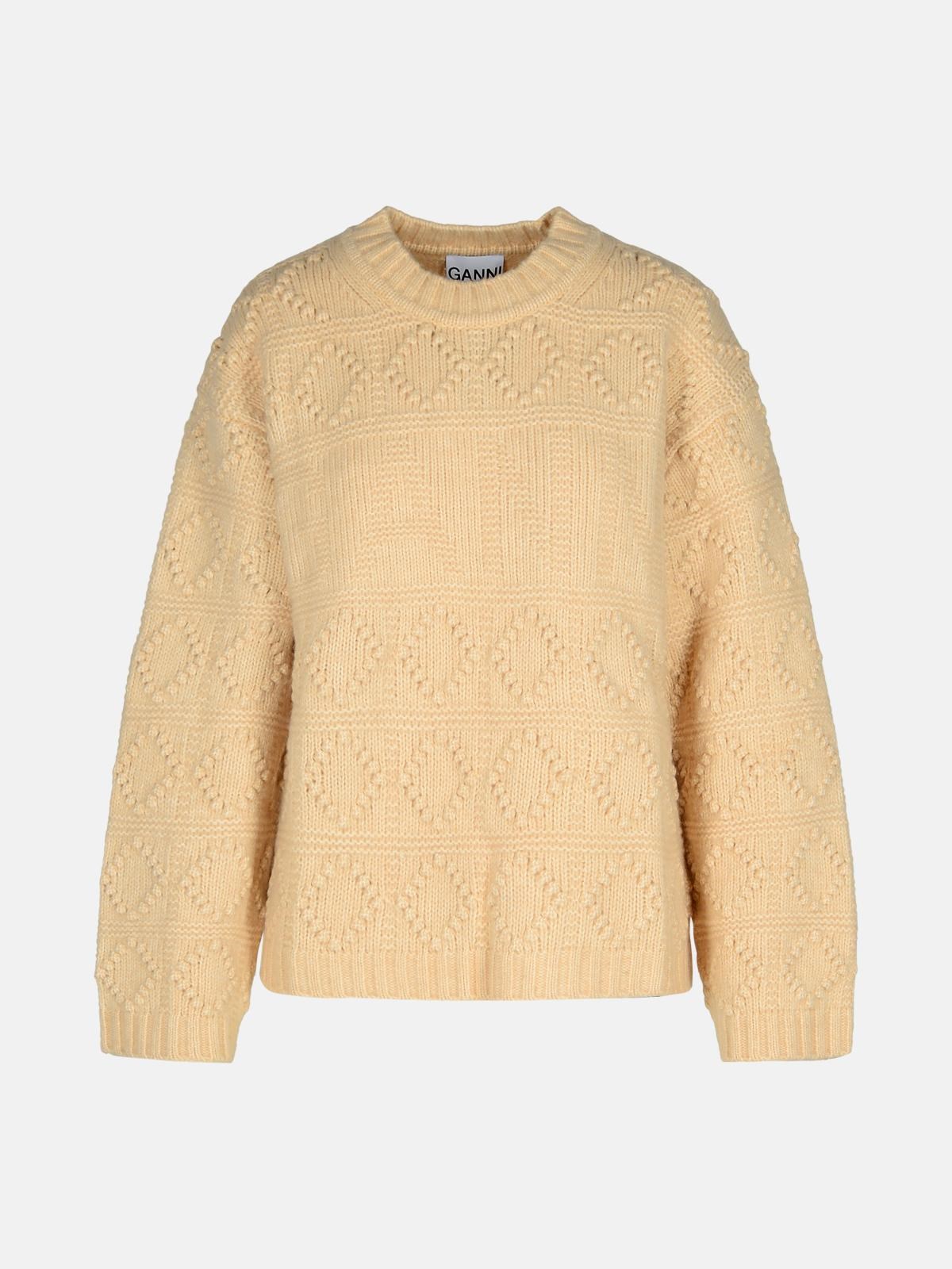 GANNI BEIGE WOOL BLEND SWEATER 