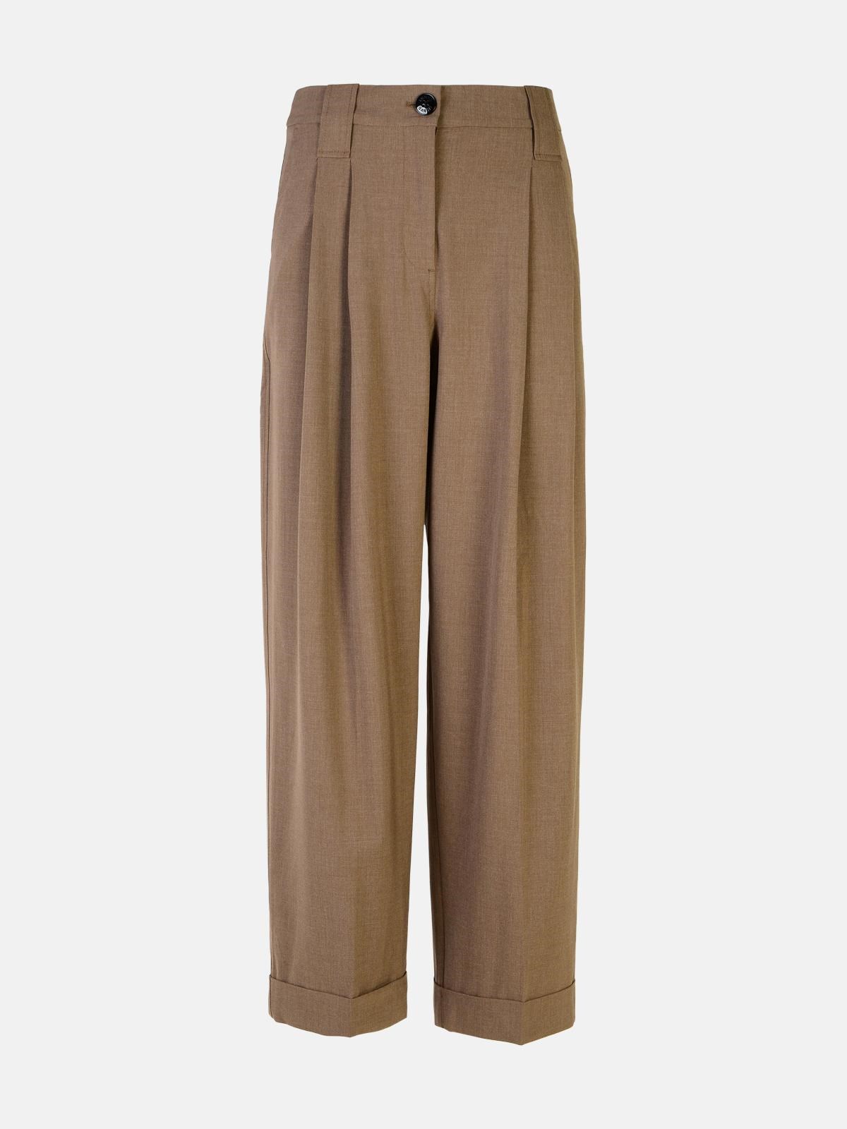 Shop Ganni Shiitake Viscose Blend Pants In Brown