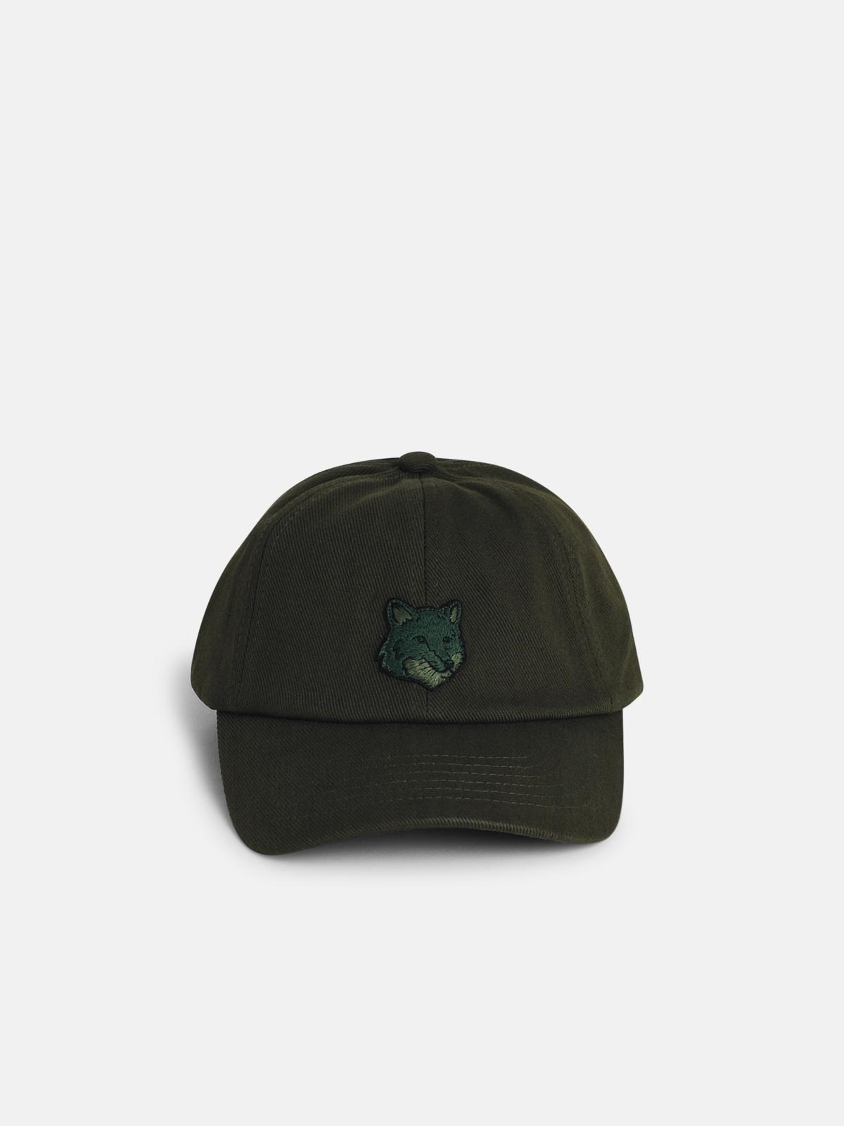Maison Kitsuné Green Cotton Cap In Green