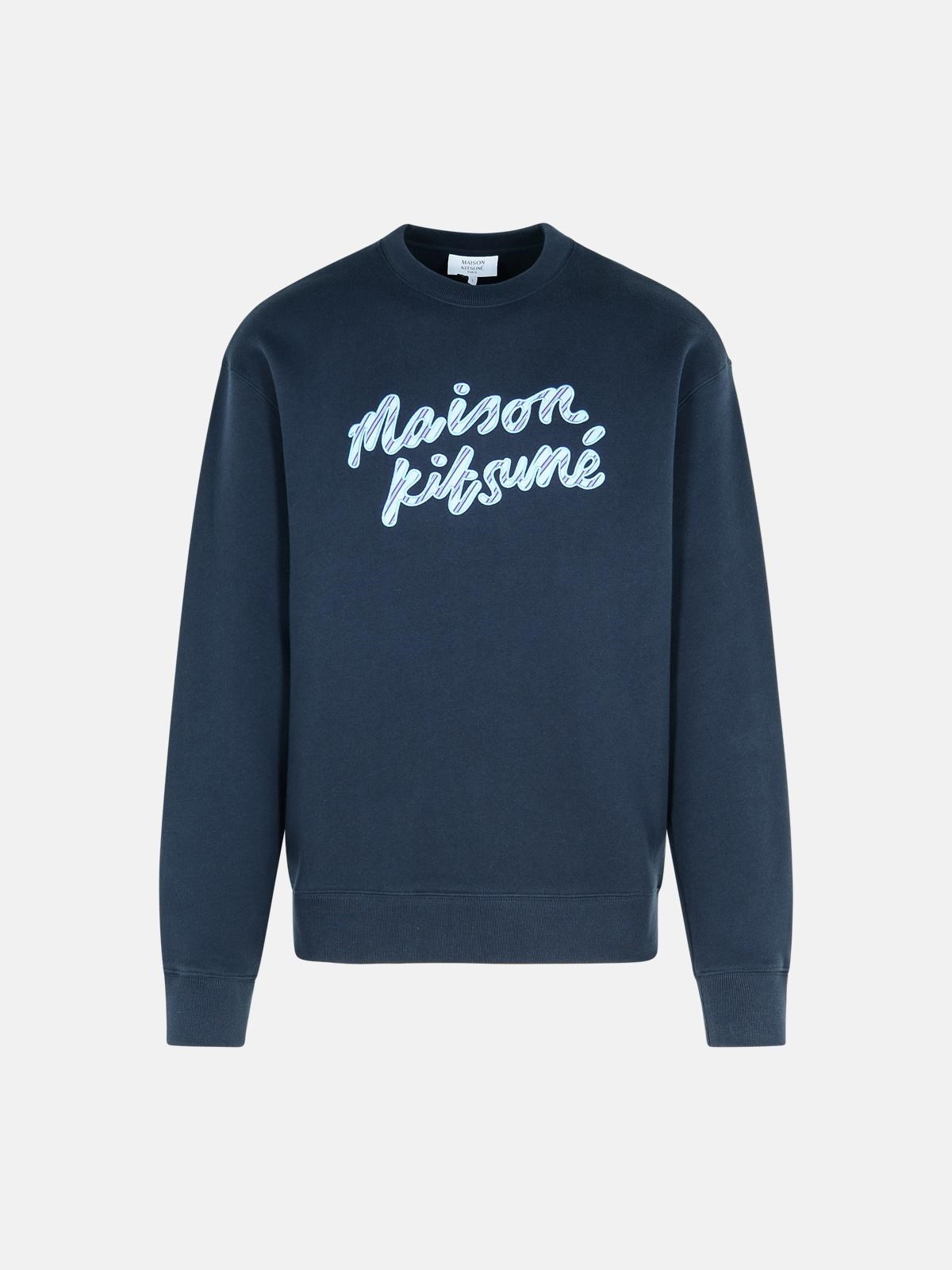 Maison Kitsuné Navy Cotton Sweatshirt In Navy