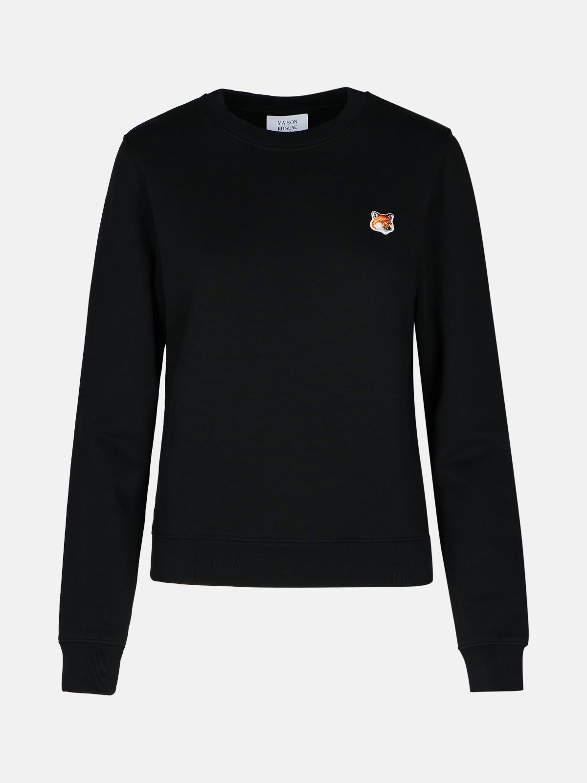 Maison Kitsuné 'fox Head' Black Cotton Sweatshirt In Black