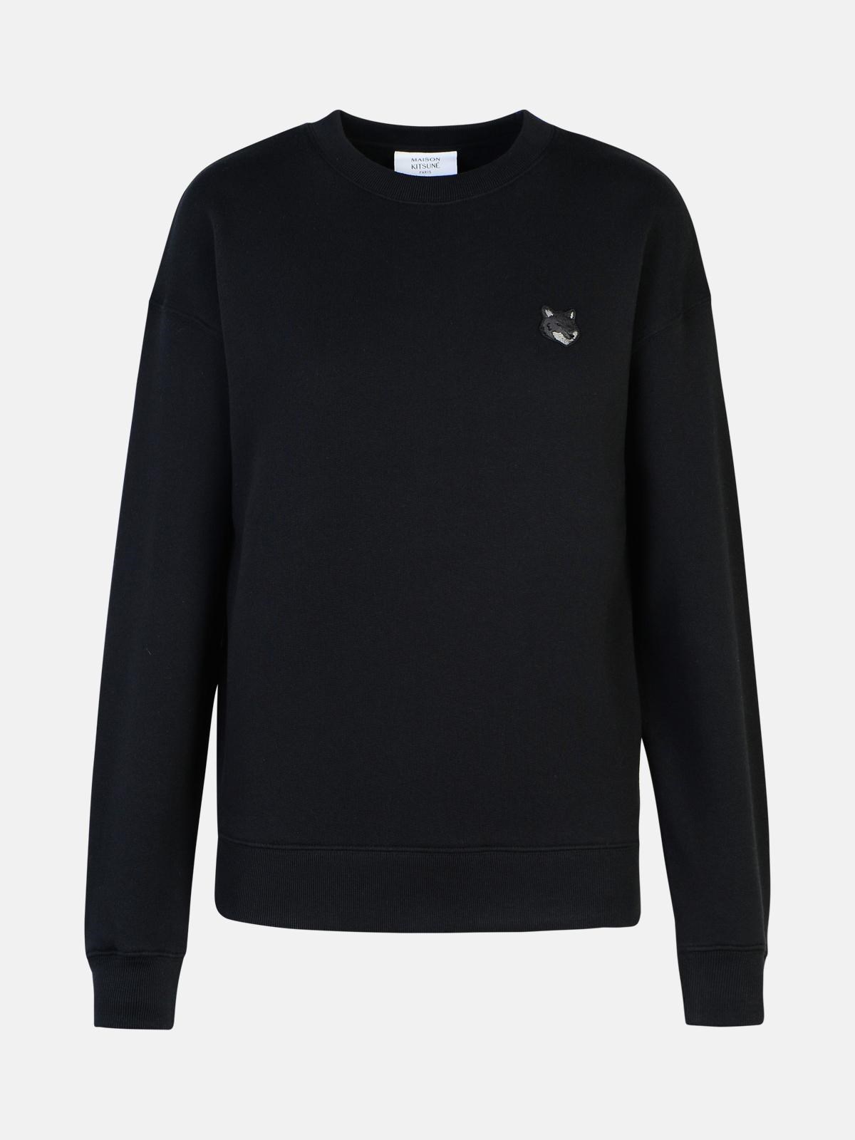 Maison Kitsuné 'bold Fox Head' Black Cotton Sweatshirt