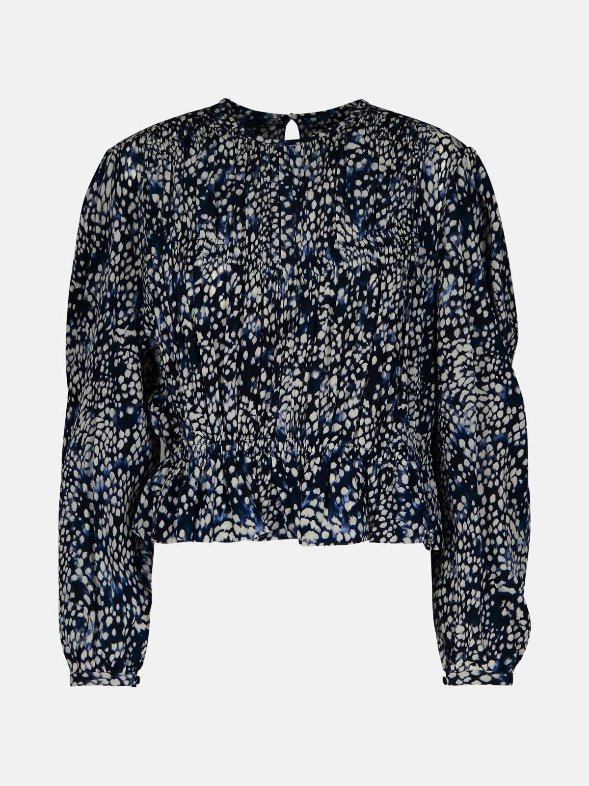 ISABEL MARANT 'GELINA' BLUE SILK BLEND BLOUSE 