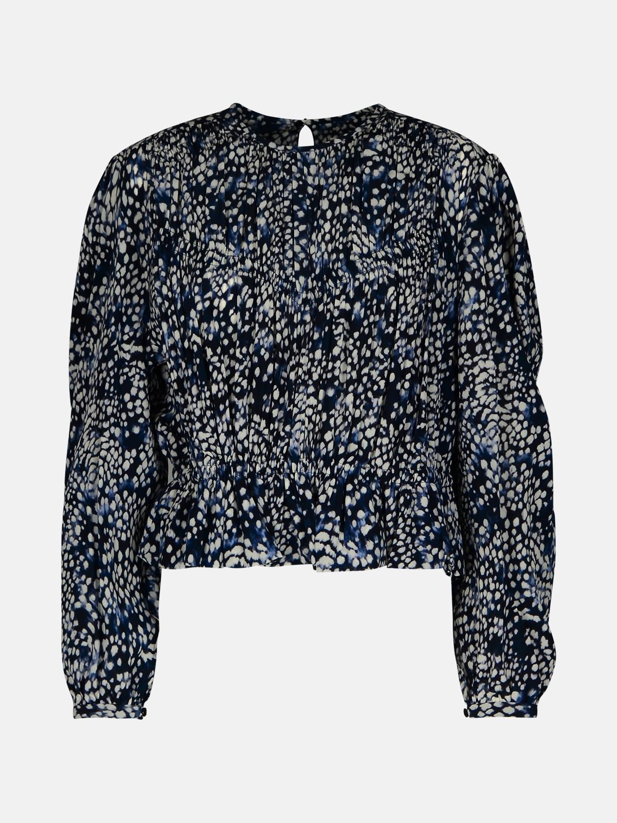 ISABEL MARANT 'Gelina' Blue Silk Blend Blouse　ISABEL MARANT 'Gelina' ブルー シルク ブレンド ブラウス ISABEL
