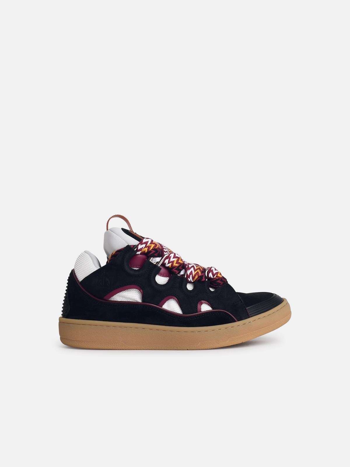 Shop Lanvin 'curb' Black Leather Blend Sneakers