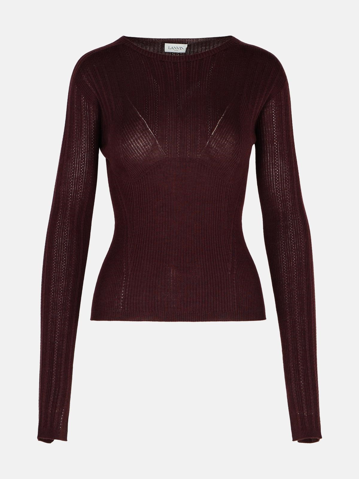 Lanvin Burgundy Wool Blend Sweater In Bordeaux