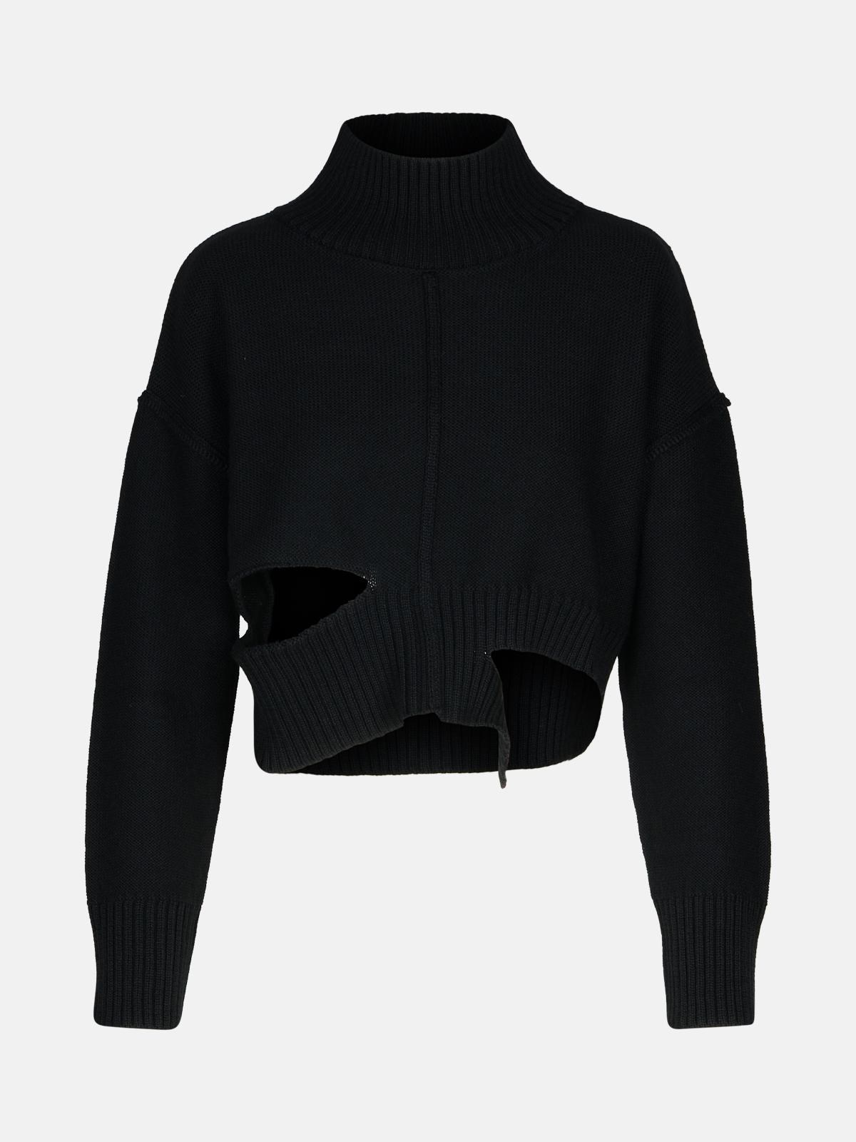 Shop Mm6 Maison Margiela Black Virgin Wool Blend Turtleneck Sweater