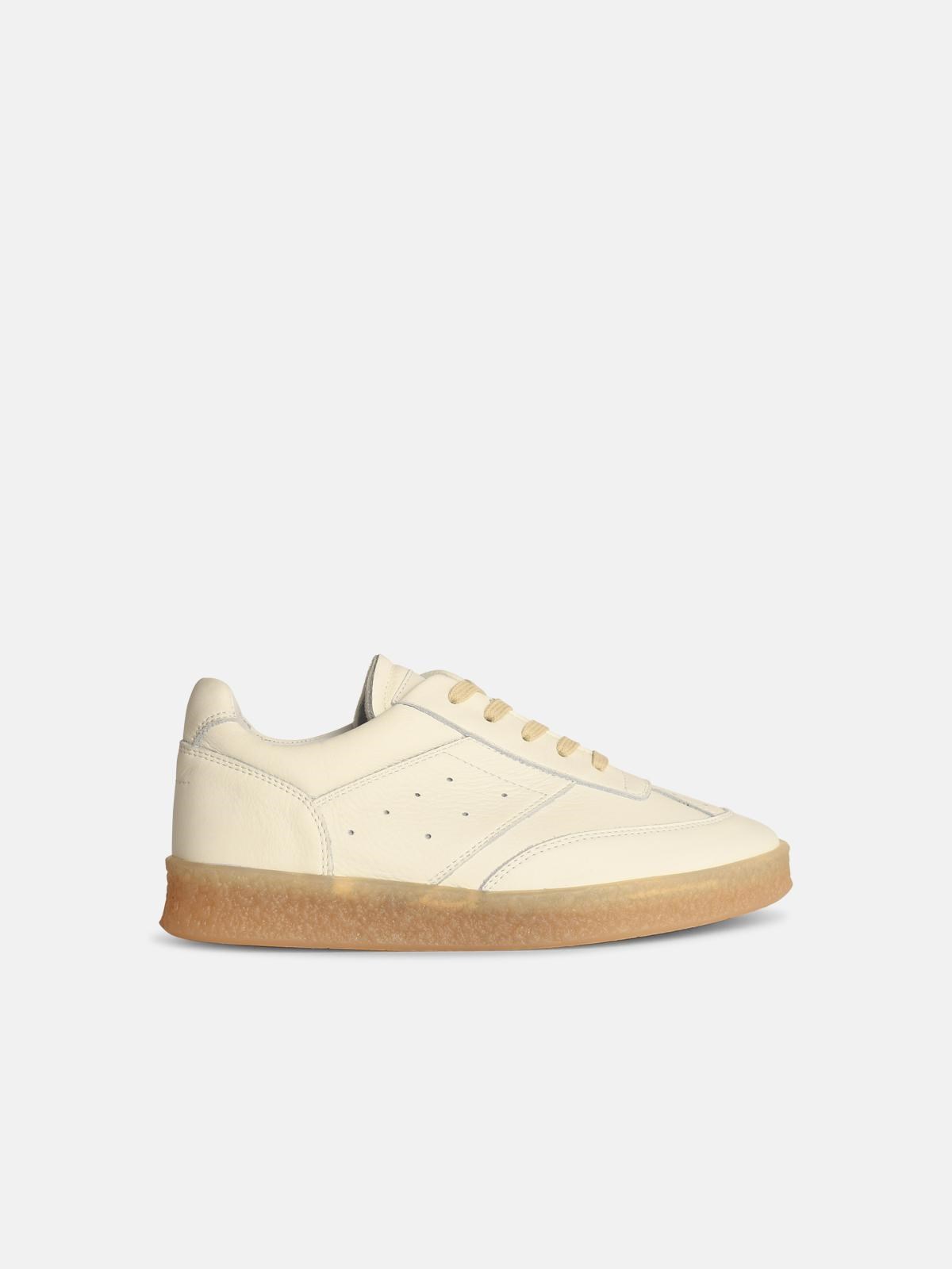 MM6 MAISON MARGIELA White Leather Sneakers　MM6 MAISON MARGIELA ホワイト レザー スニーカー MM6