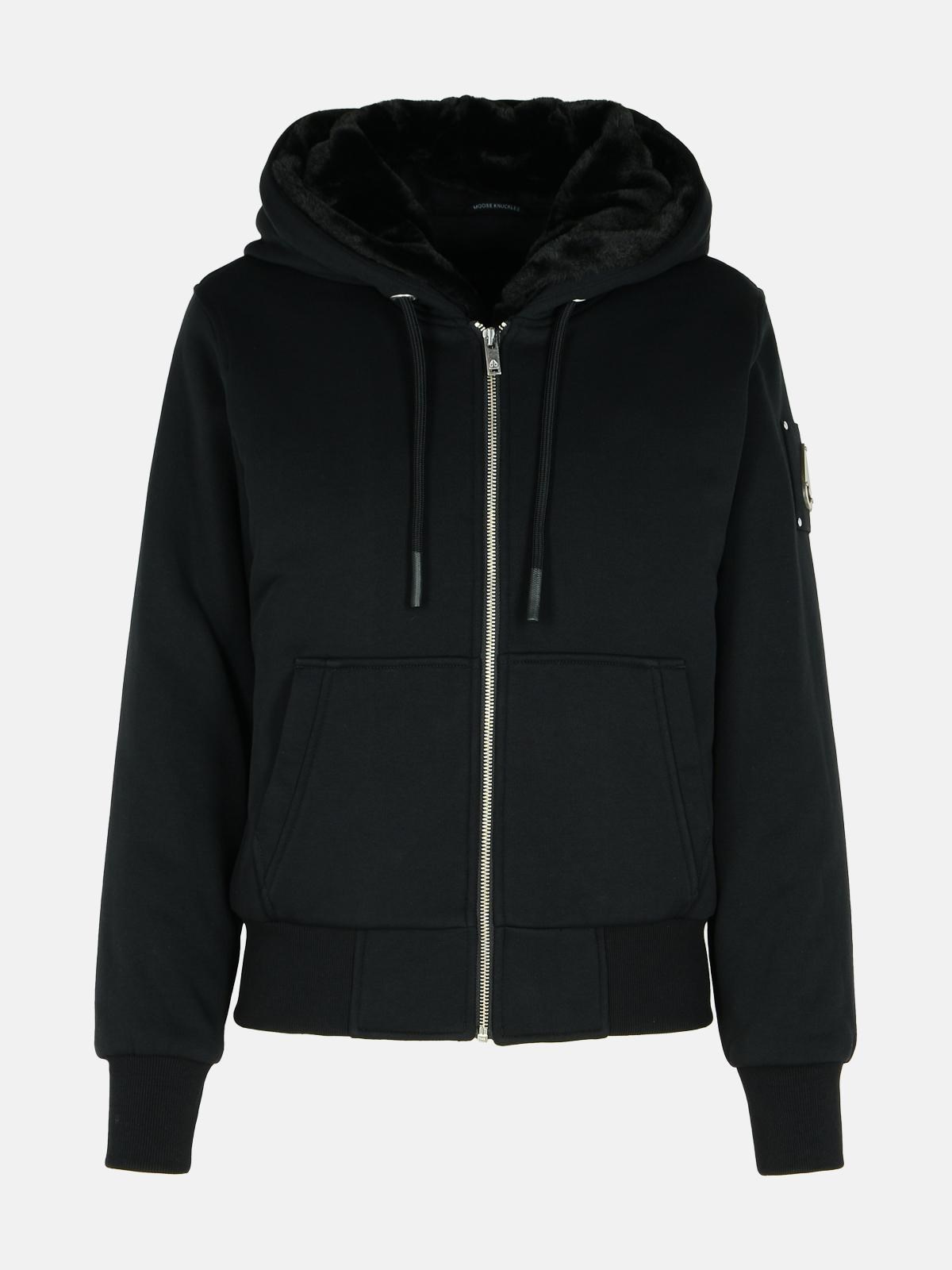 Moose Knuckles 'classic Bunny' Black Cotton Blend Sweatshirt
