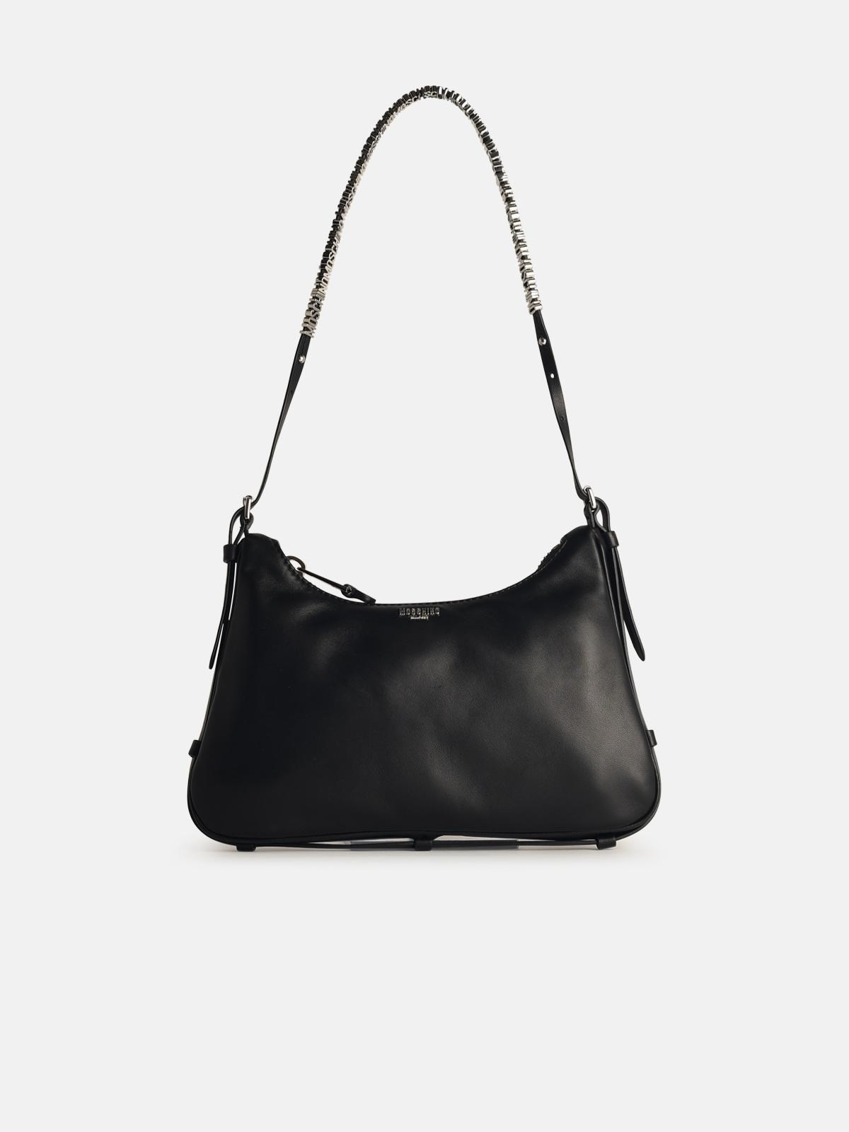 Shop Moschino 'hobo' Black Leather Bag