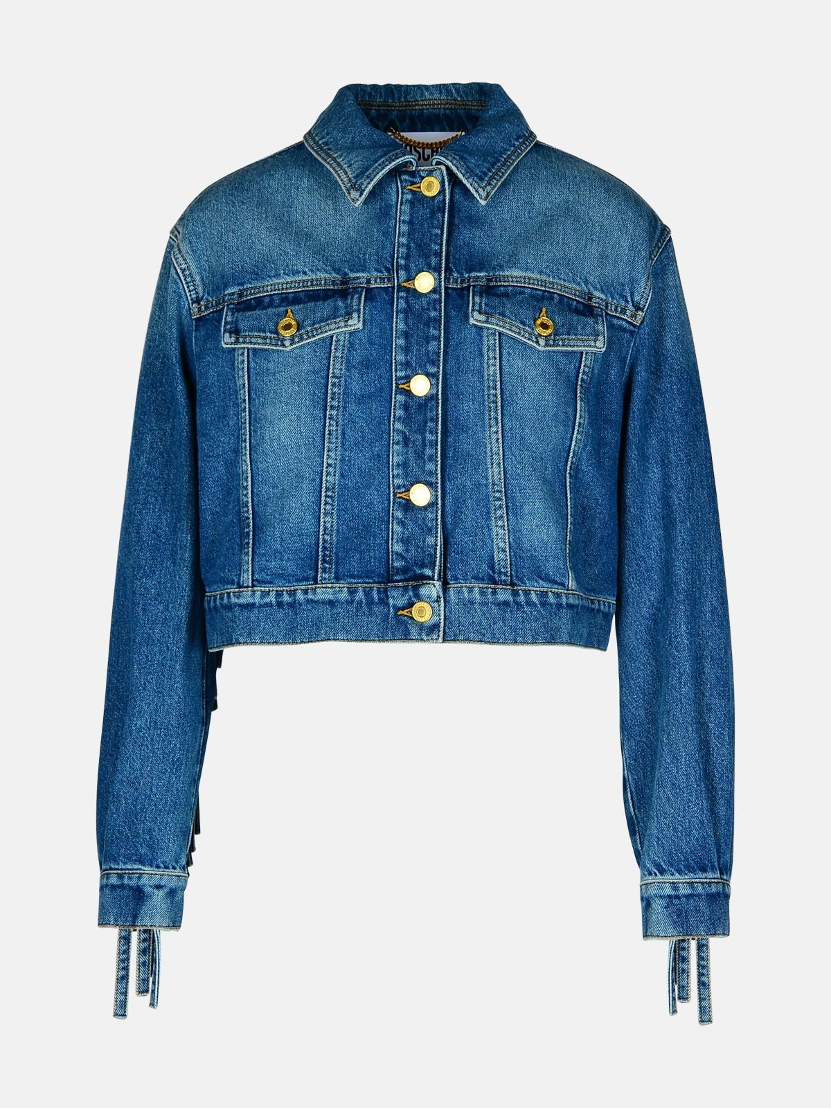 Moschino Blue Cotton Jeans Jacket In Black