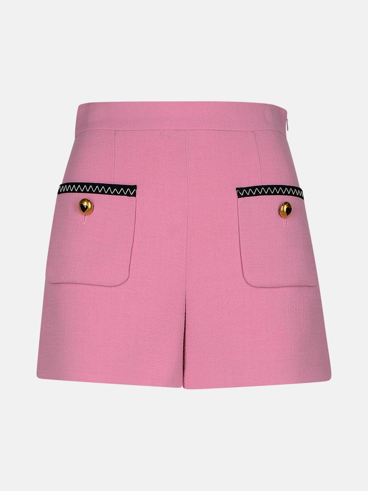 Moschino Pink Virgin Wool Blend Shorts In Pink