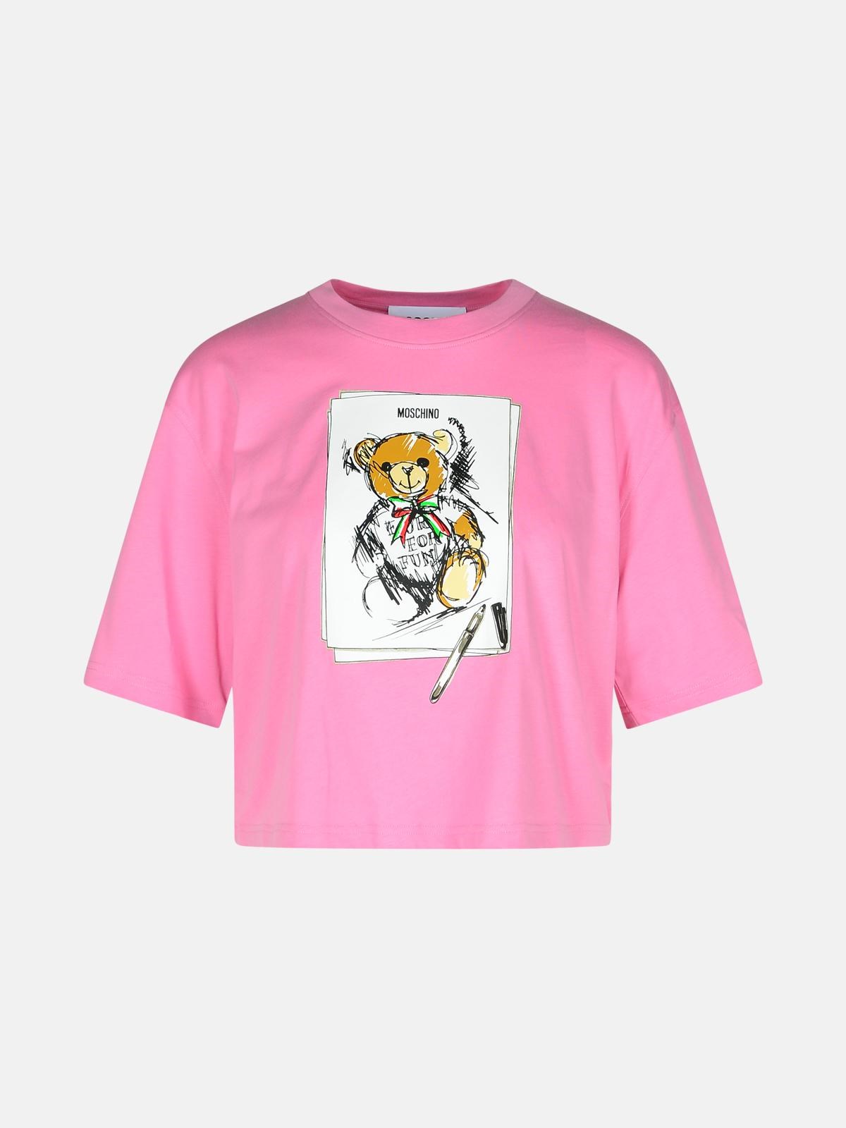 Shop Moschino Pink Cotton T-shirt