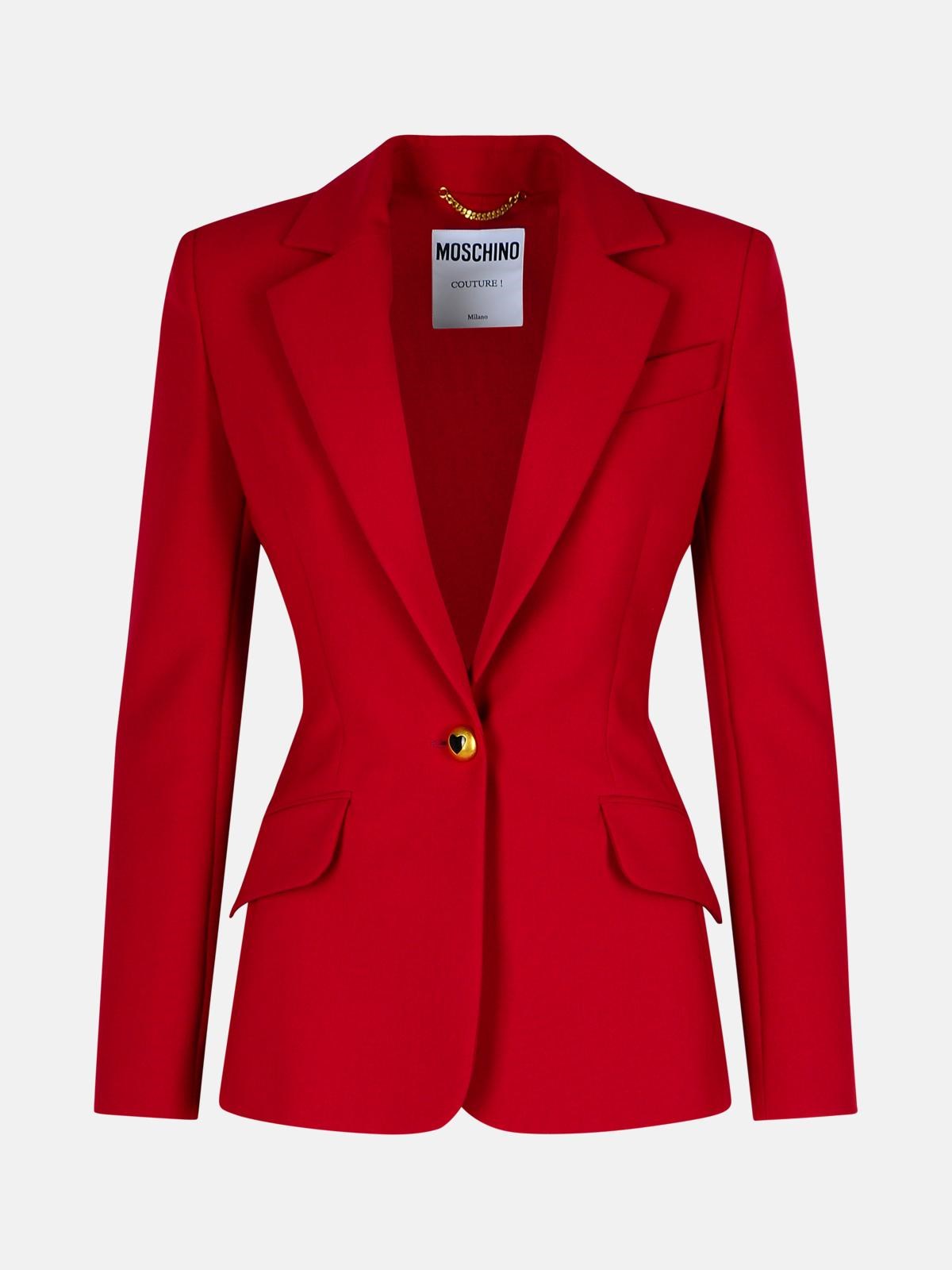 Shop Moschino Burgundy Polyester Blend Blazer In Bordeaux