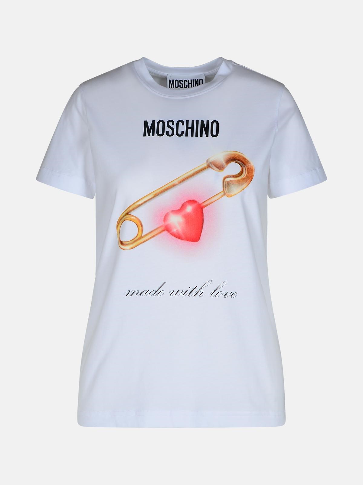 Shop Moschino White Cotton T-shirt