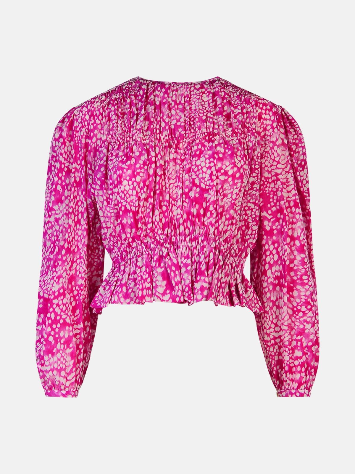 Isabel Marant 'gelina' Fuchsia Silk Blend Blouse In Pink