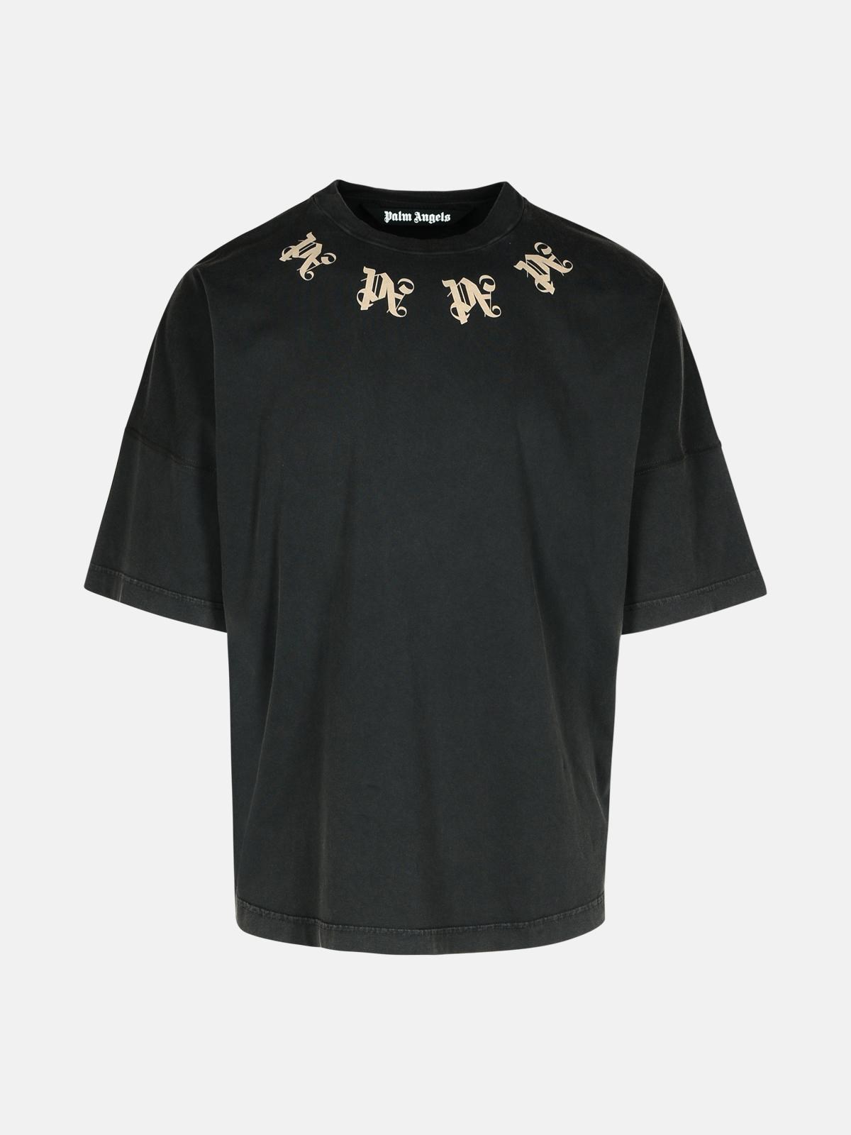 Shop Palm Angels 'stateme' Black Cotton Over T-shirt