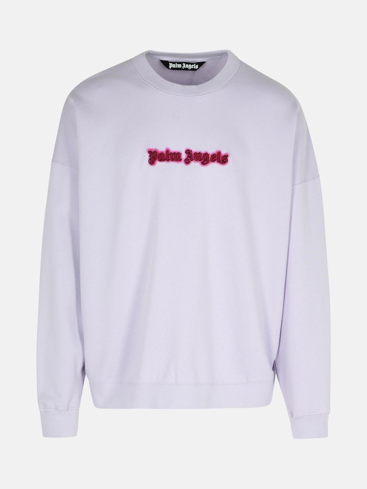 PALM ANGELS 'Neon' Lilac Cotton Sweatshirt
