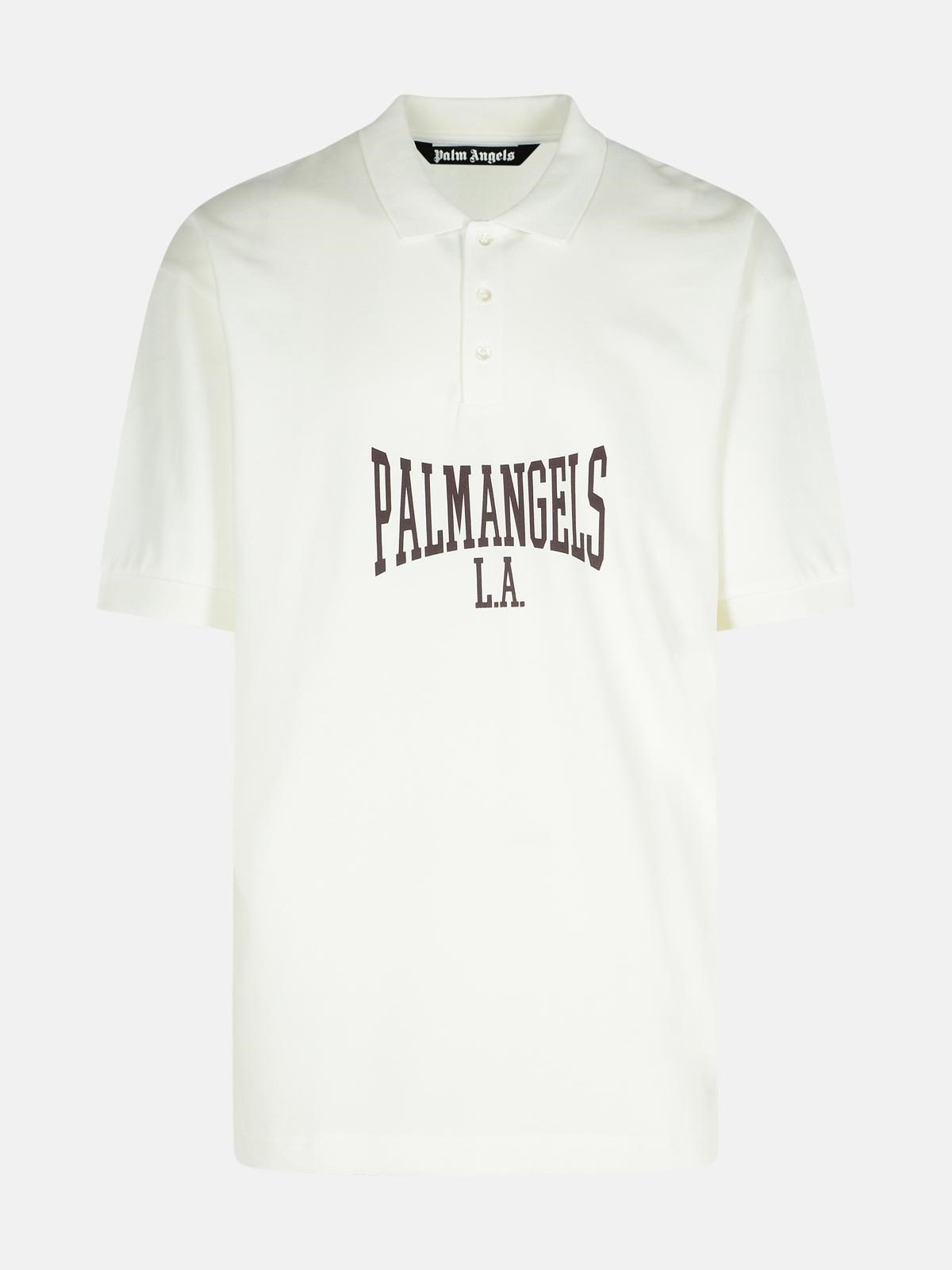 PALM ANGELS 'College' White Cotton Polo Shirt